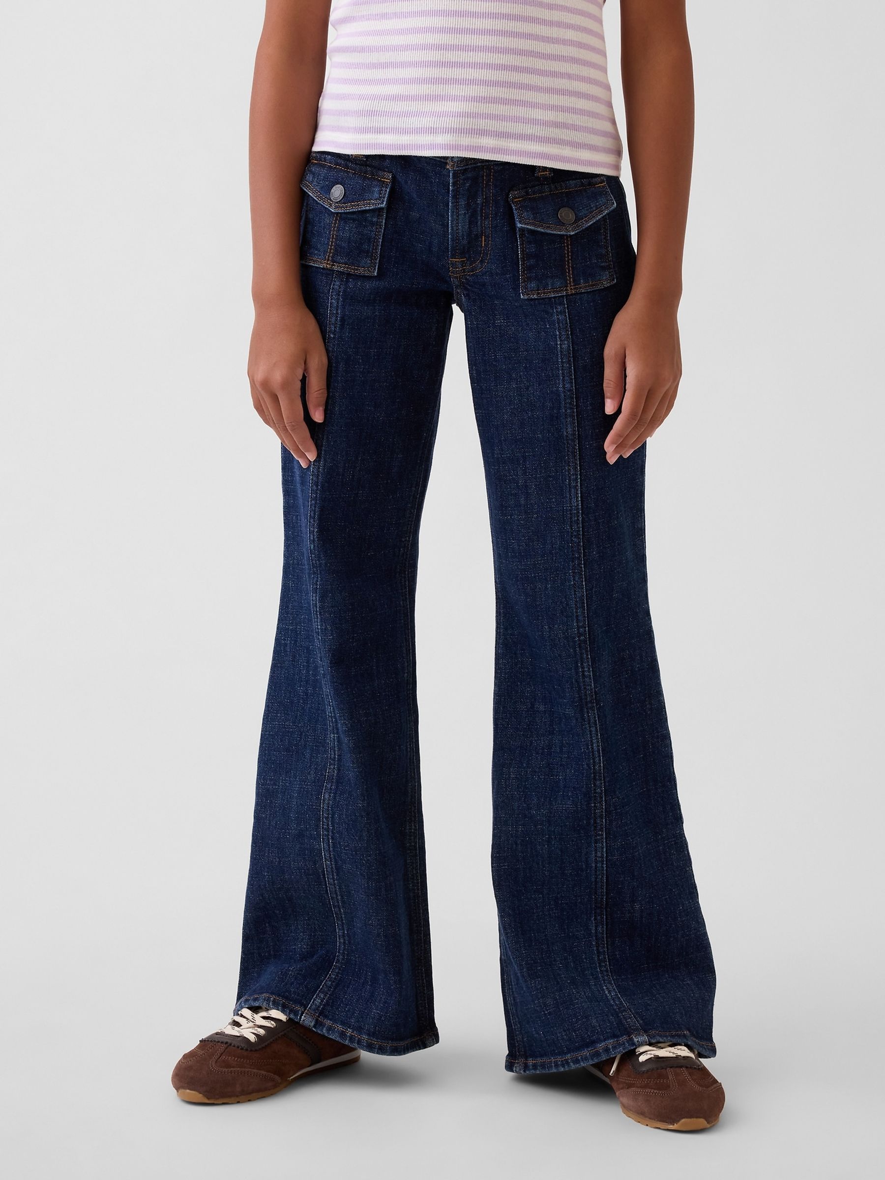 Dark Wash Low Rise Relaxed Flare Jeans - Image 3 of 6
