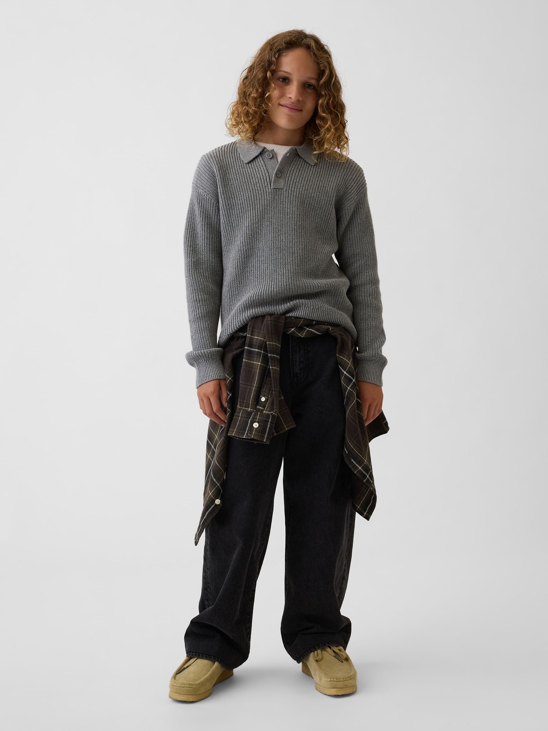 Grey Relaxed Polo Jumper - Image 3 of 5