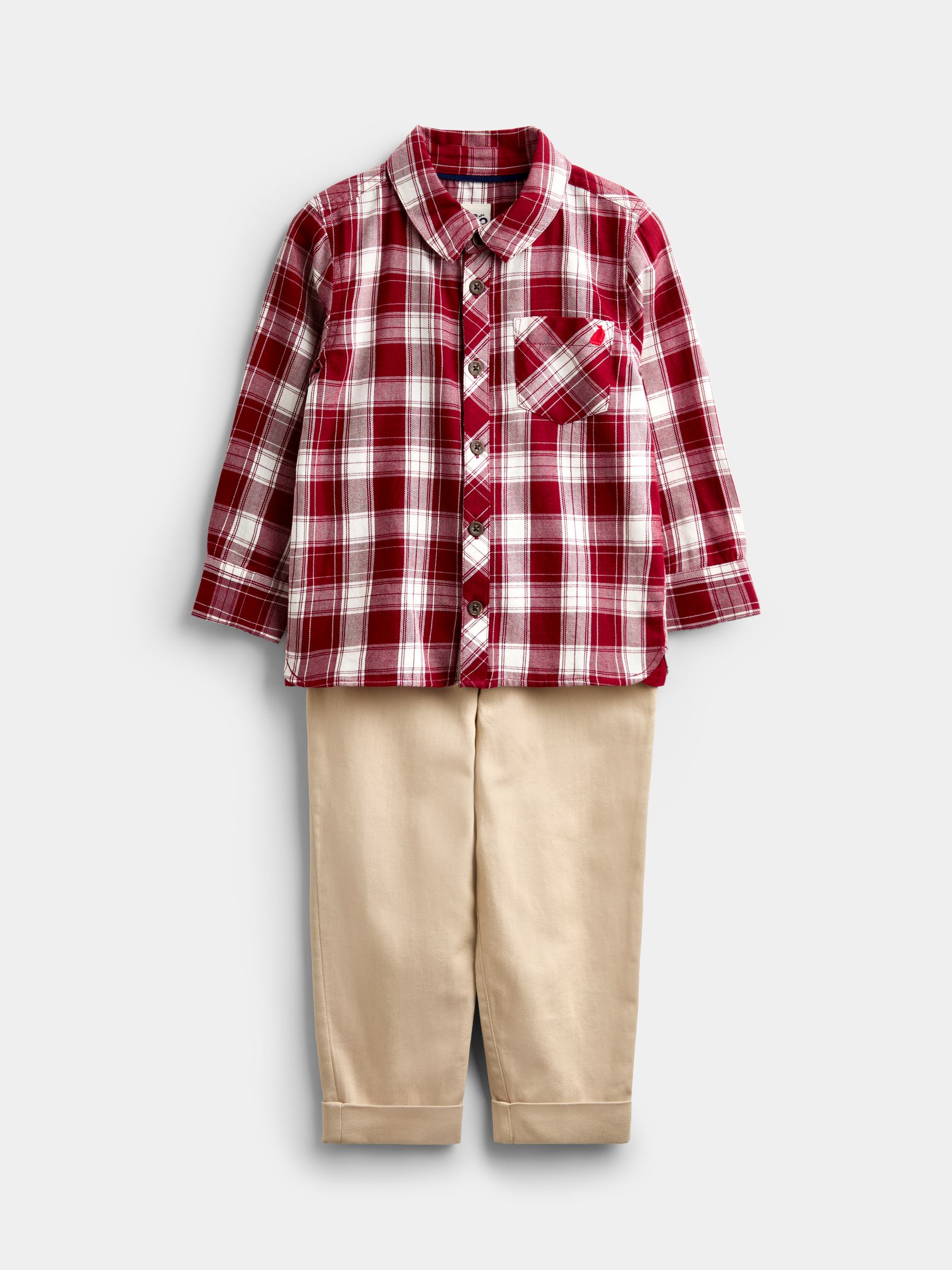 Dark Red Check Shirt & Trouser Set - Image 2 of 8