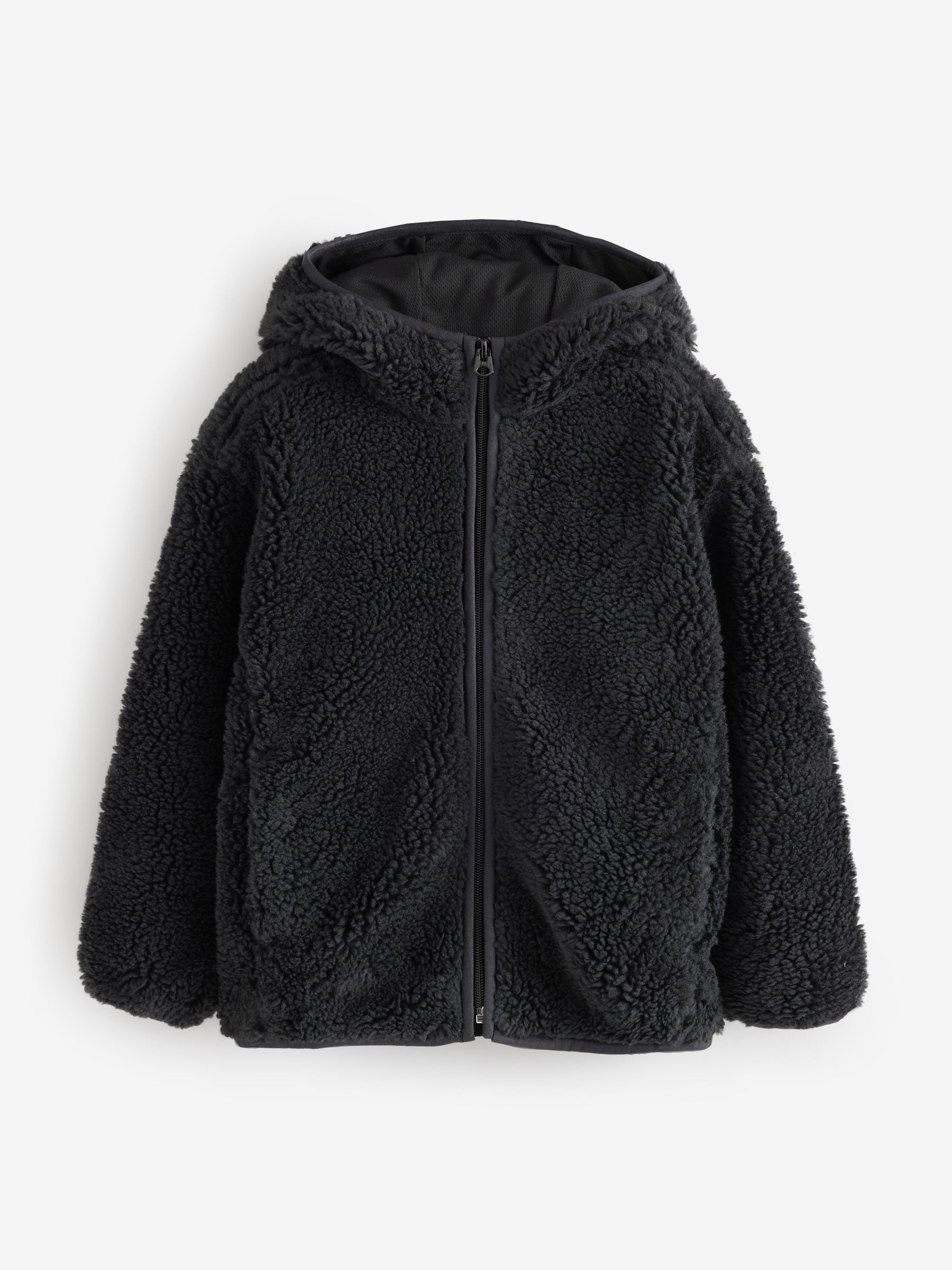 Black Sherpa Zip-Up Hooded Fleece - Image 1 of 4 Black Sherpa Zip-Up Hooded Fleece - Image 1 of 4