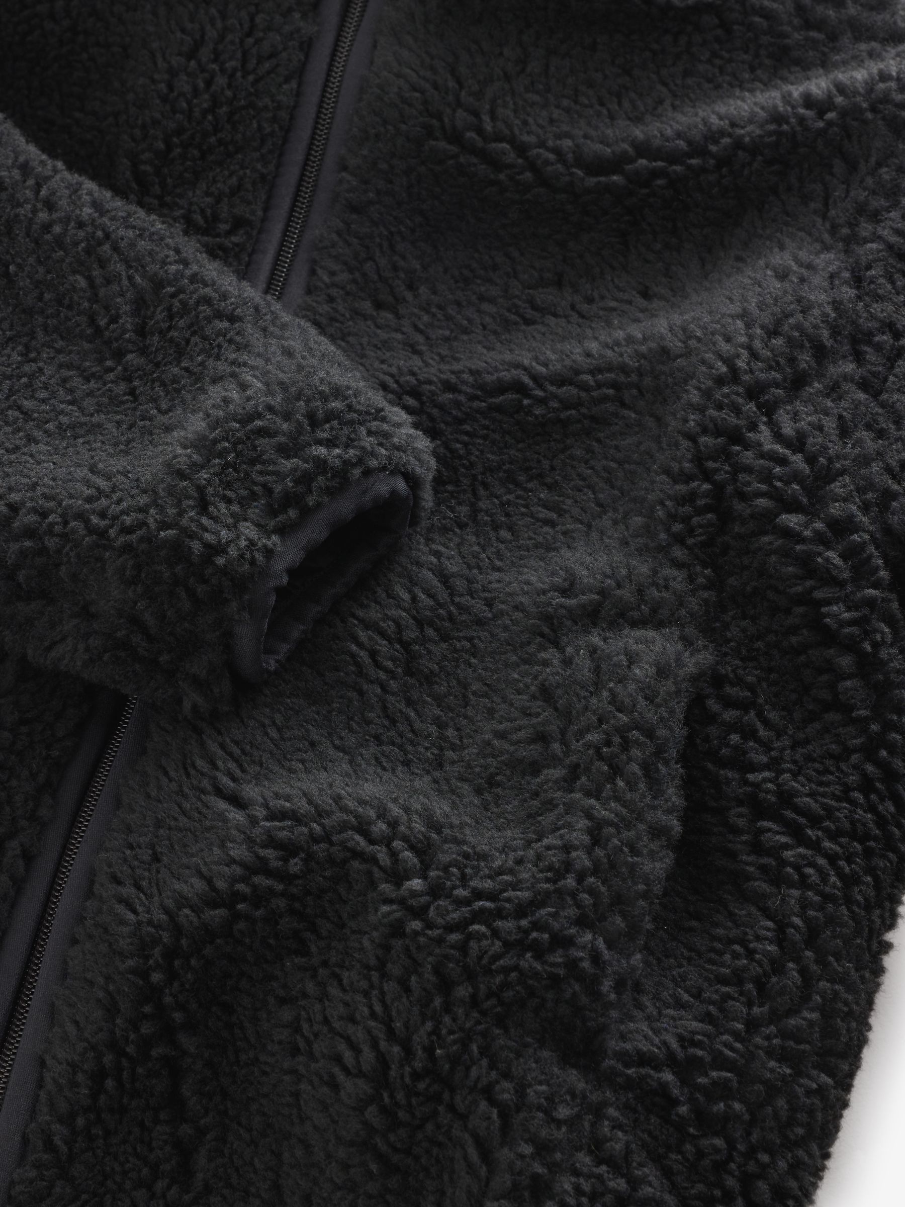 Black Sherpa Zip-Up Hooded Fleece - Image 3 of 4