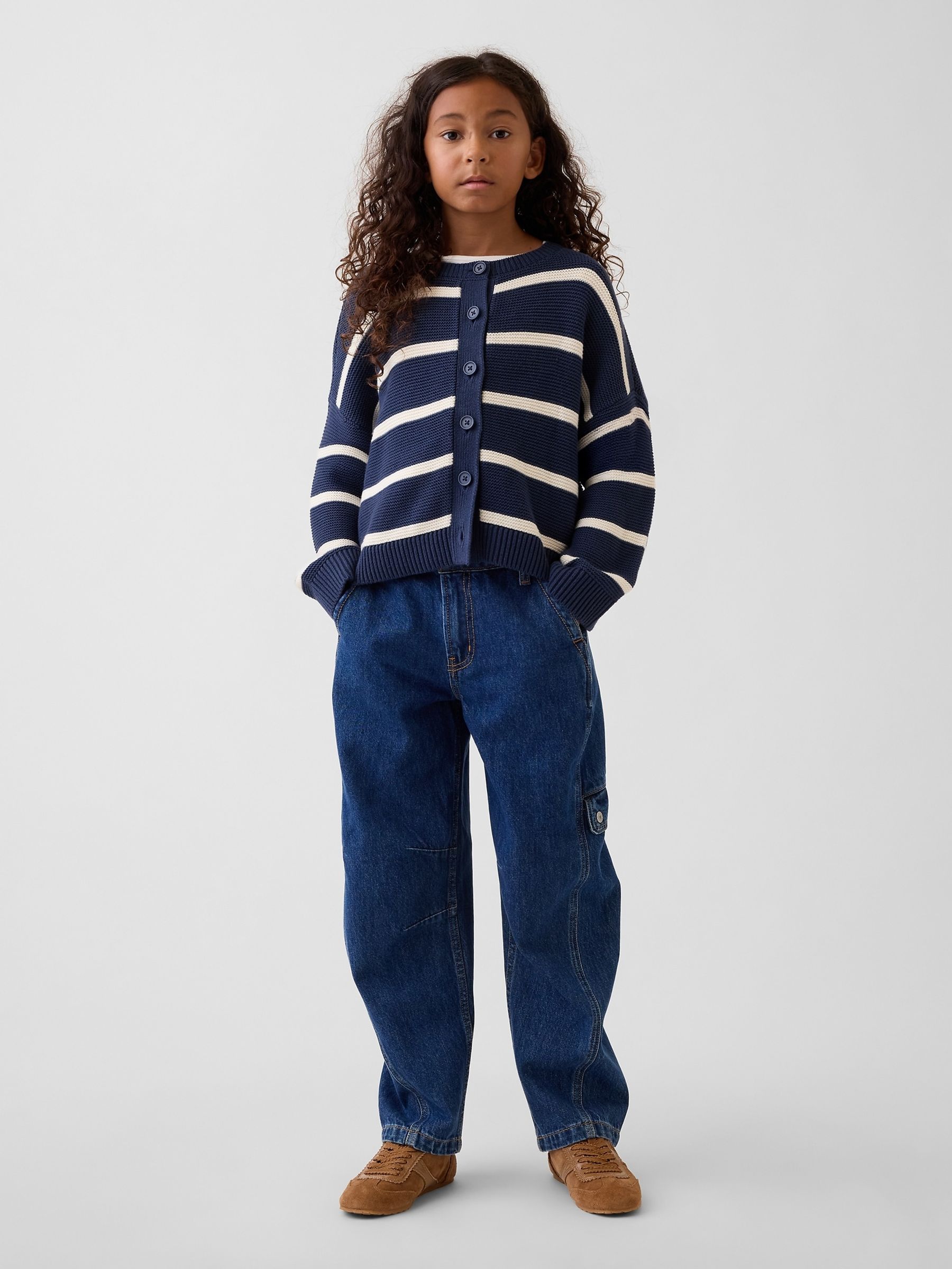Dark Wash Barrel Cargo Jeans - Image 4 of 5