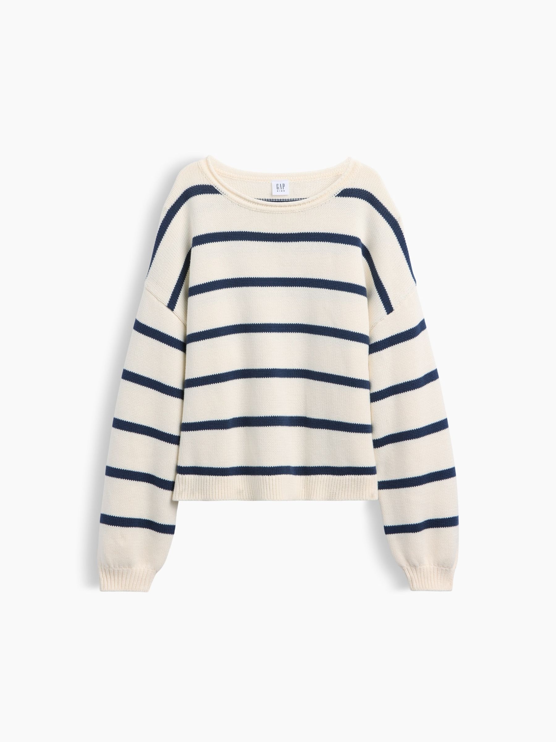 Cream/Navy Stripe Oversized Rolled Neck Jumper - Image 4 of 5