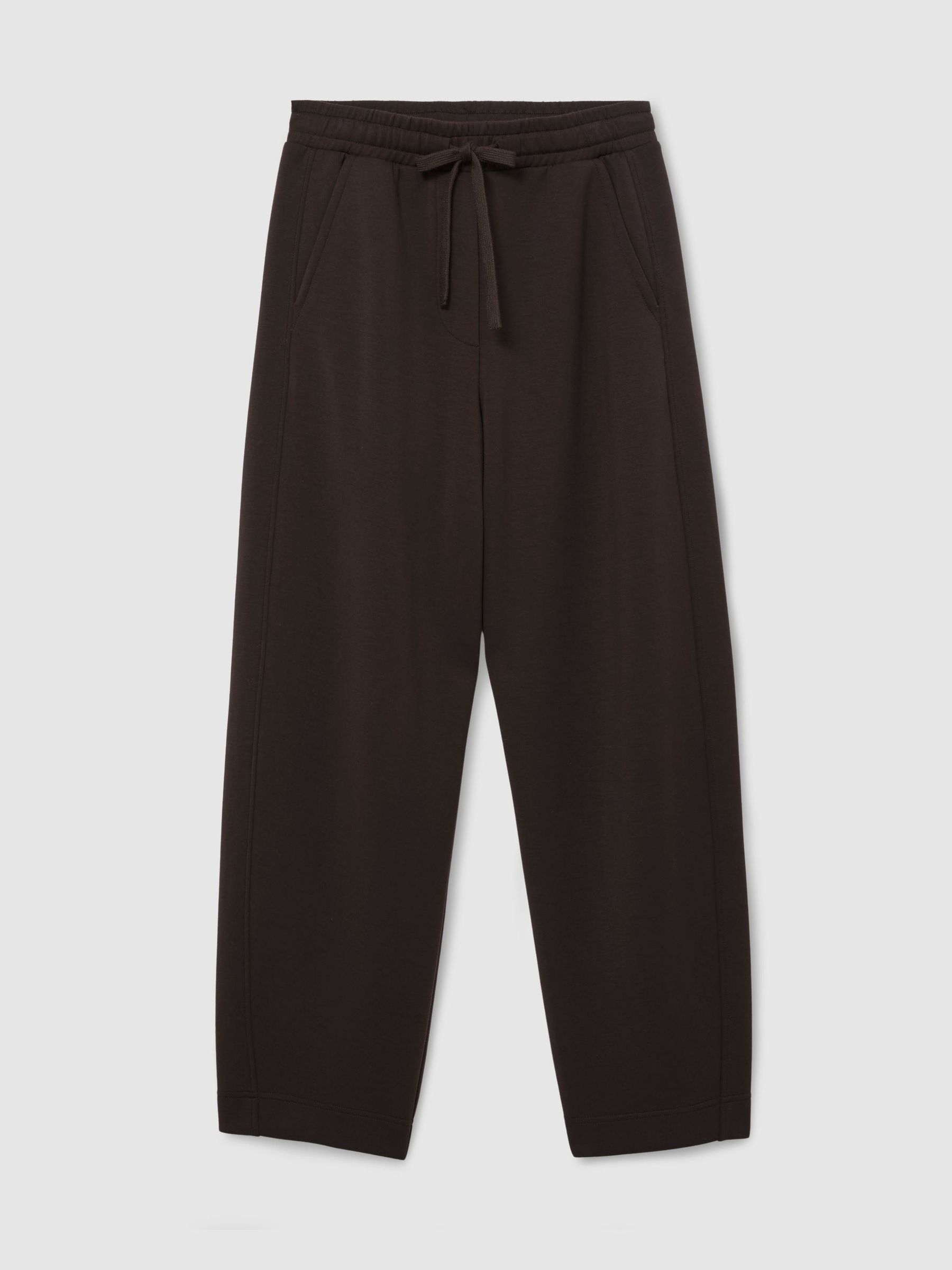 Petite Premium Interlock Barrel-Leg Joggingbukser i Mørk Chokoladebrun - Billede 2 af 7