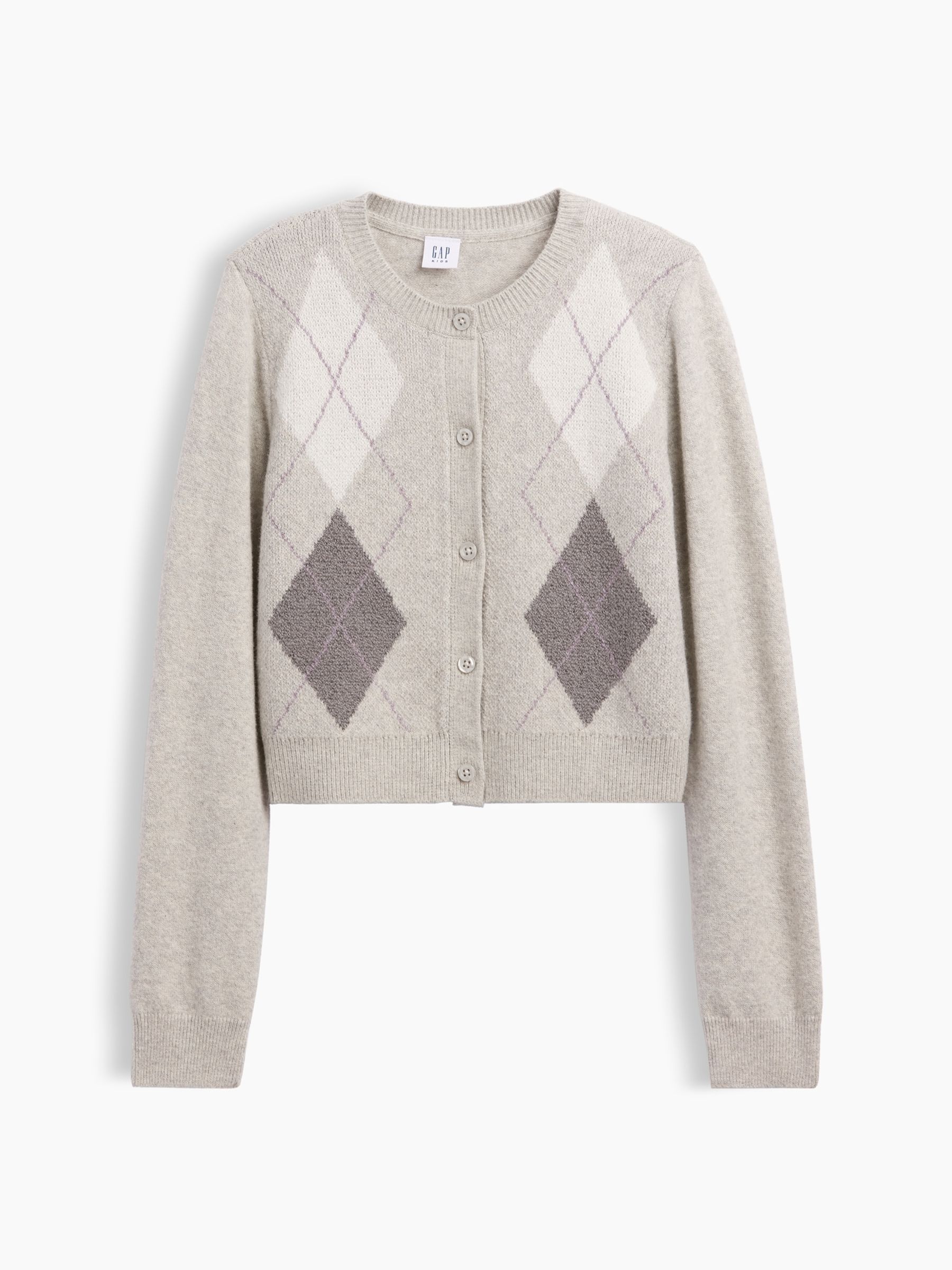 Grey Argyle CashSoft Cardigan - Image 4 of 5
