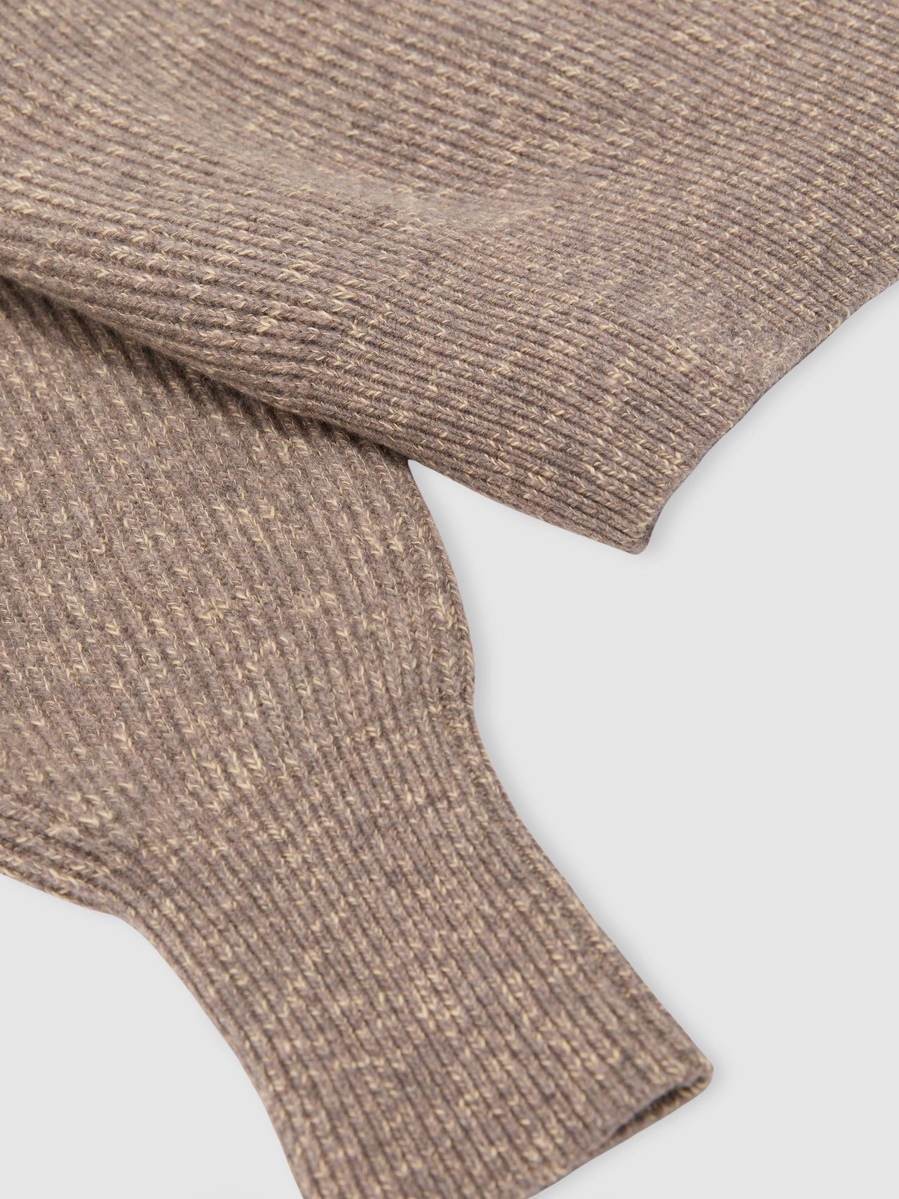 Wool-Cotton Rib-Knit Open-Collar Jumper in Stone Neutral - Image 7 of 7