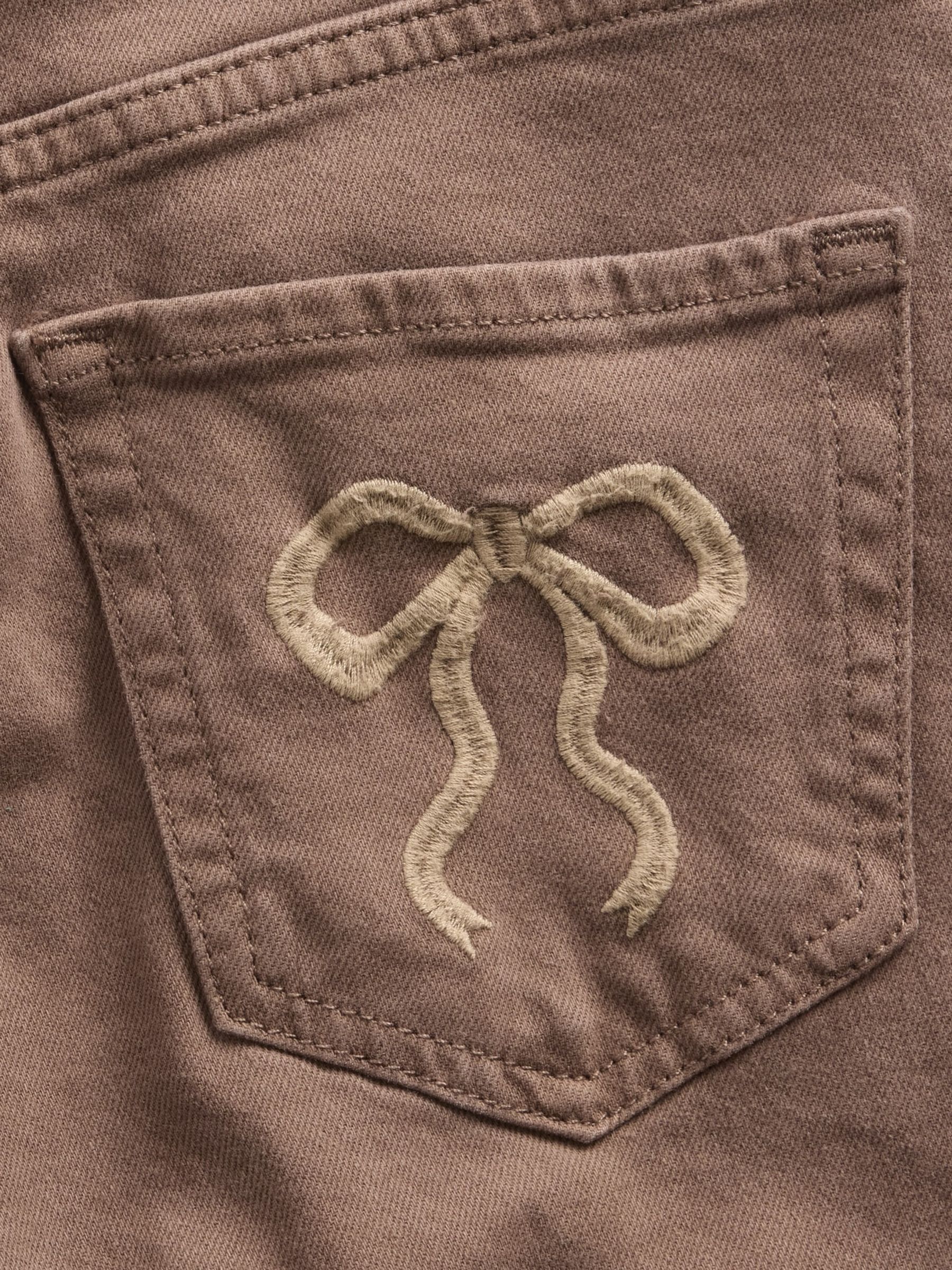 Light Brown Low Rise Stride Bow Pocket Wide-Leg Jeans - Image 2 of 2 Light Brown Low Rise Stride Bow Pocket Wide-Leg Jeans - Image 2 of 2