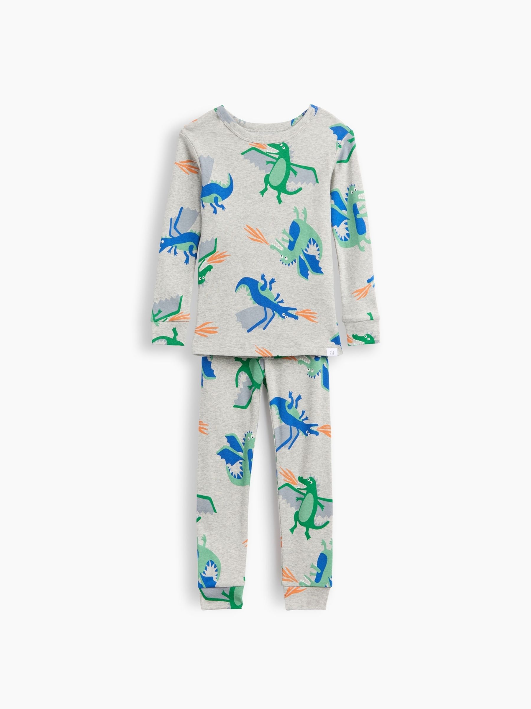 Grey Brushed Cotton Dragon Pyjamas Set - Image 1 of 1 Grey Brushed Cotton Dragon Pyjamas Set - Image 1 of 1