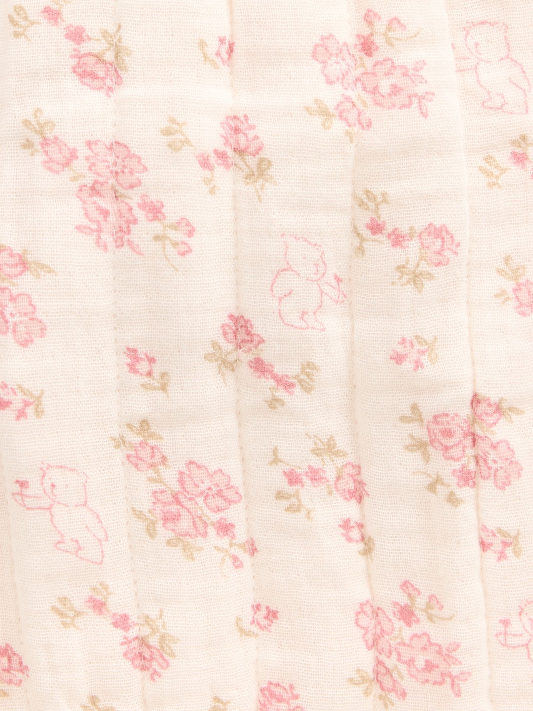 Cream/Pink Floral Quilted Gauze Pull On Trousers - Image 3 of 3