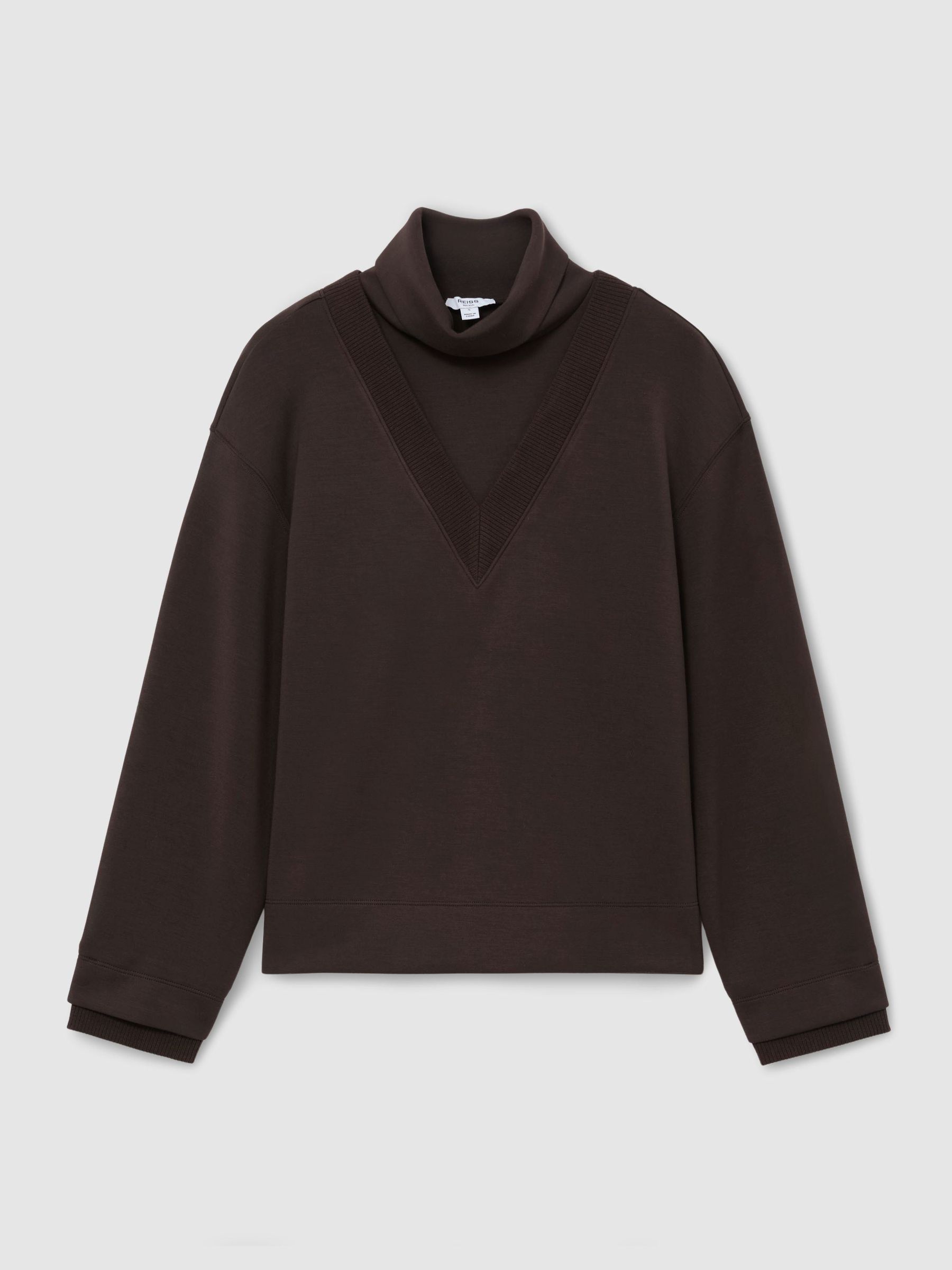 Premium Interlock Double-Layer Sweatshirt in Dark Chocolate Brown - Image 2 of 7