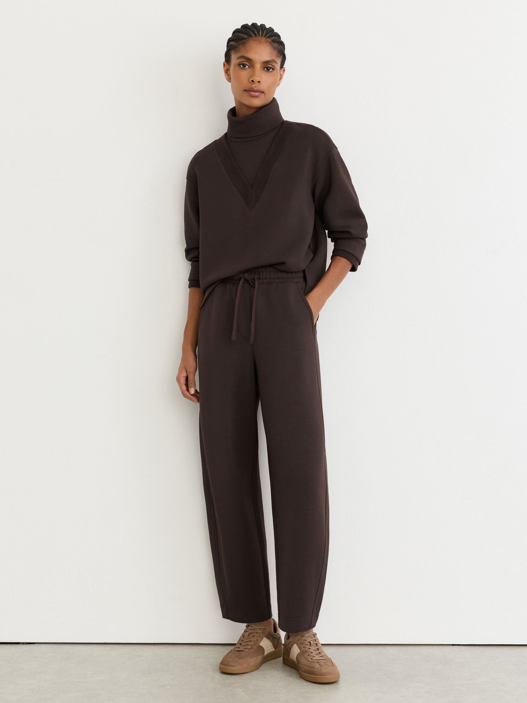 Premium Interlock Double-Layer Sweatshirt in Dark Chocolate Brown - Image 4 of 7