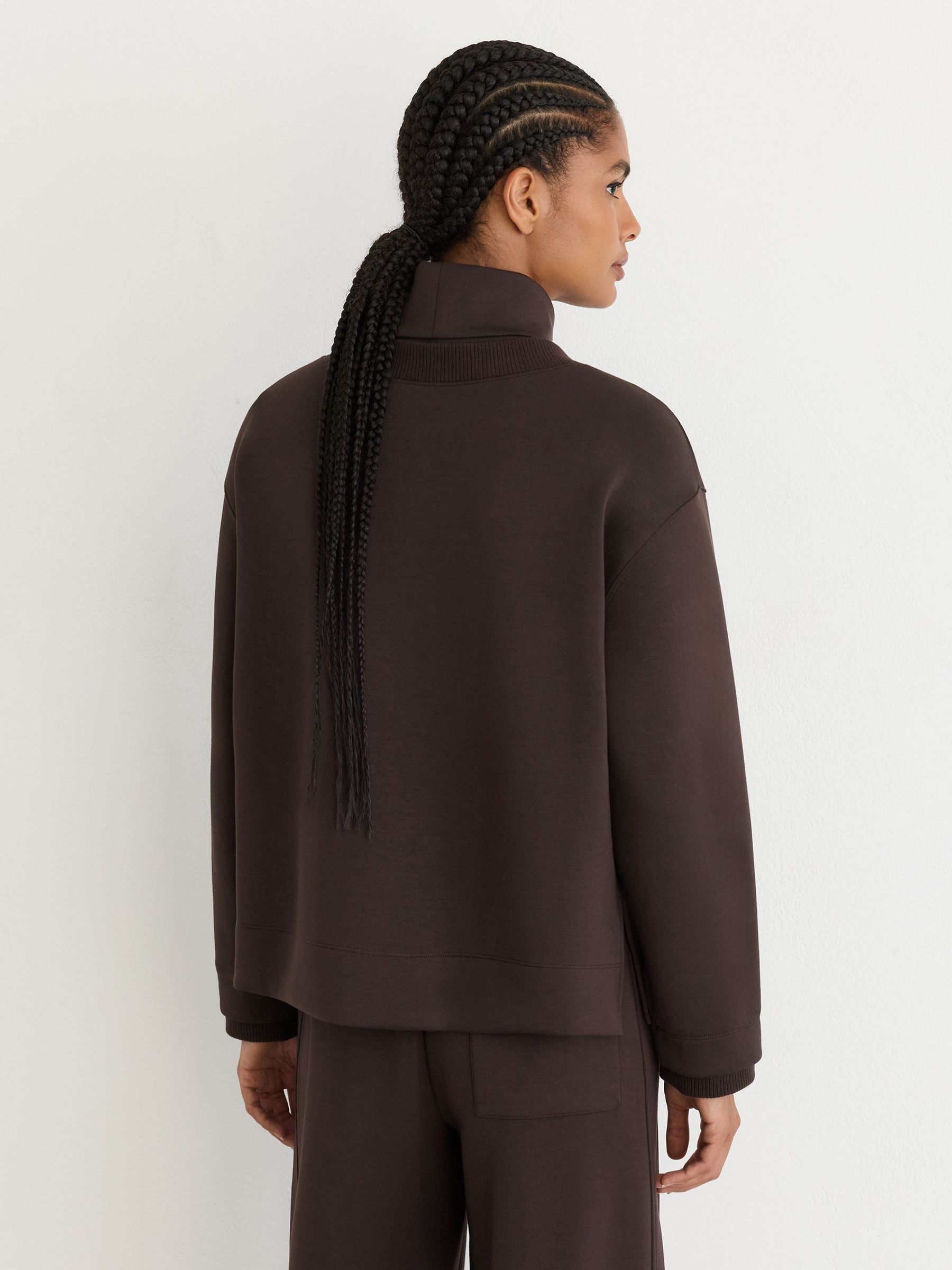 Premium Interlock Double-Layer Sweatshirt in Dark Chocolate Brown - Image 5 of 7