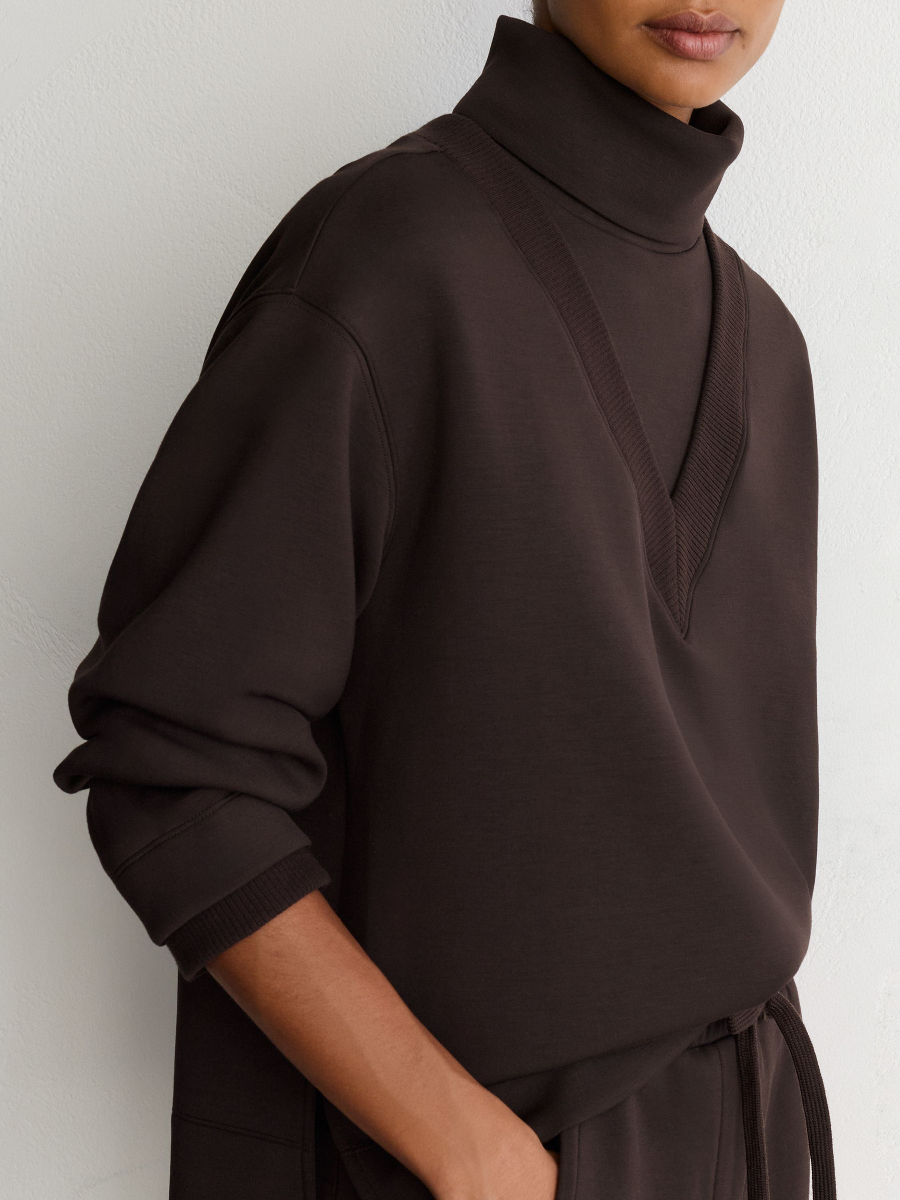 Premium Interlock Double-Layer Sweatshirt in Dark Chocolate Brown - Image 6 of 7