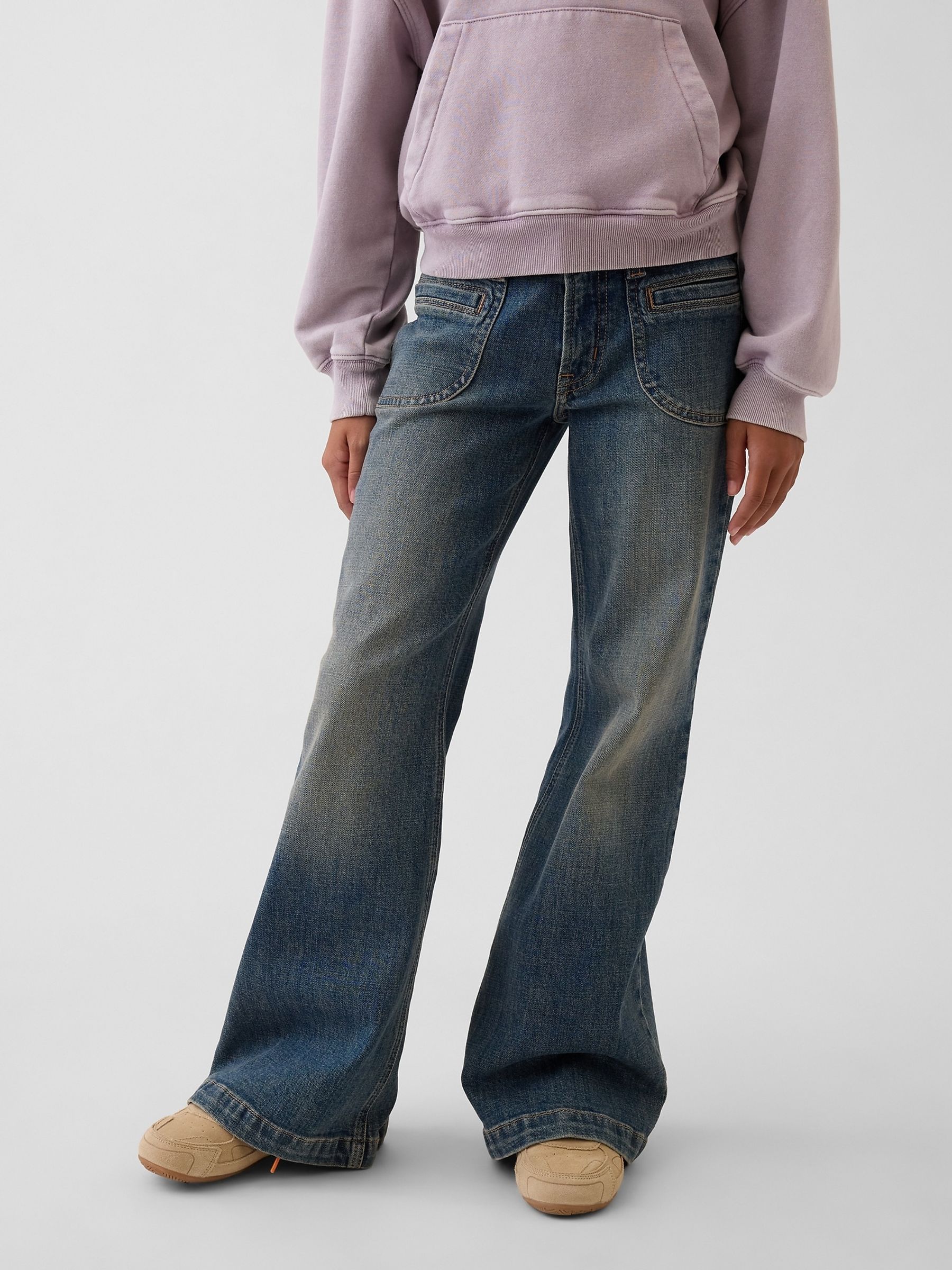 Medium Wash Low Rise Relaxed Flare Jeans - Image 1 of 4