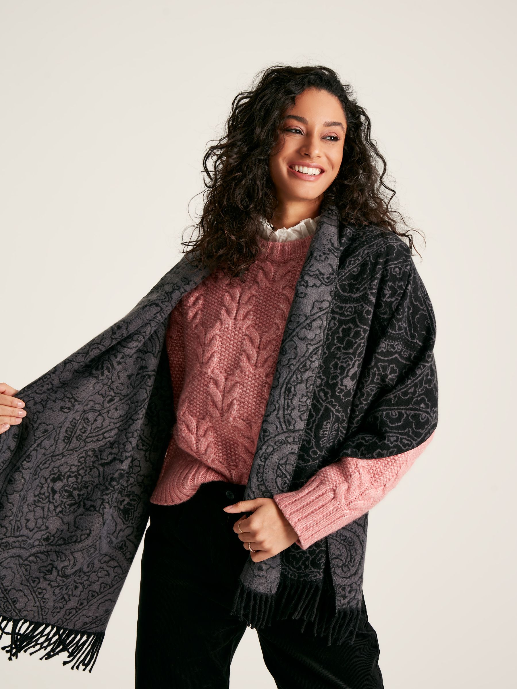 Elissa Black Paisley Jaquard Scarf - Image 2 of 5