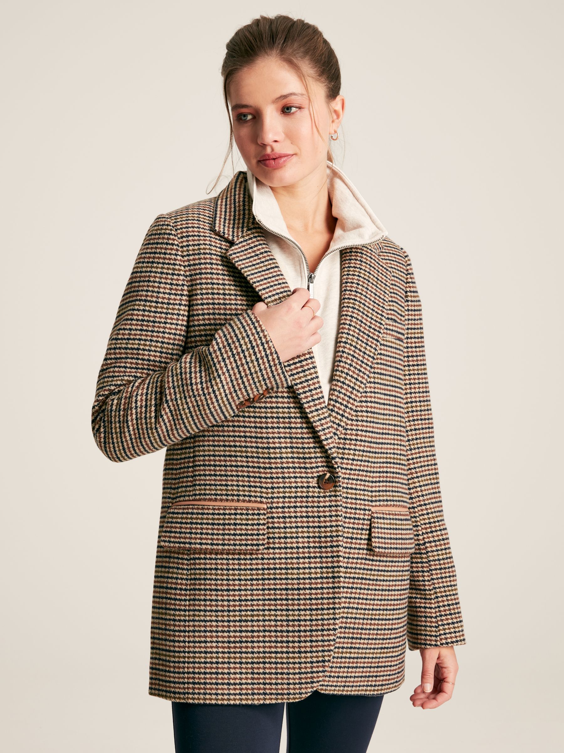 Hackmore Brown Tweed Oversized Wool Blend Blazer - Image 1 of 8