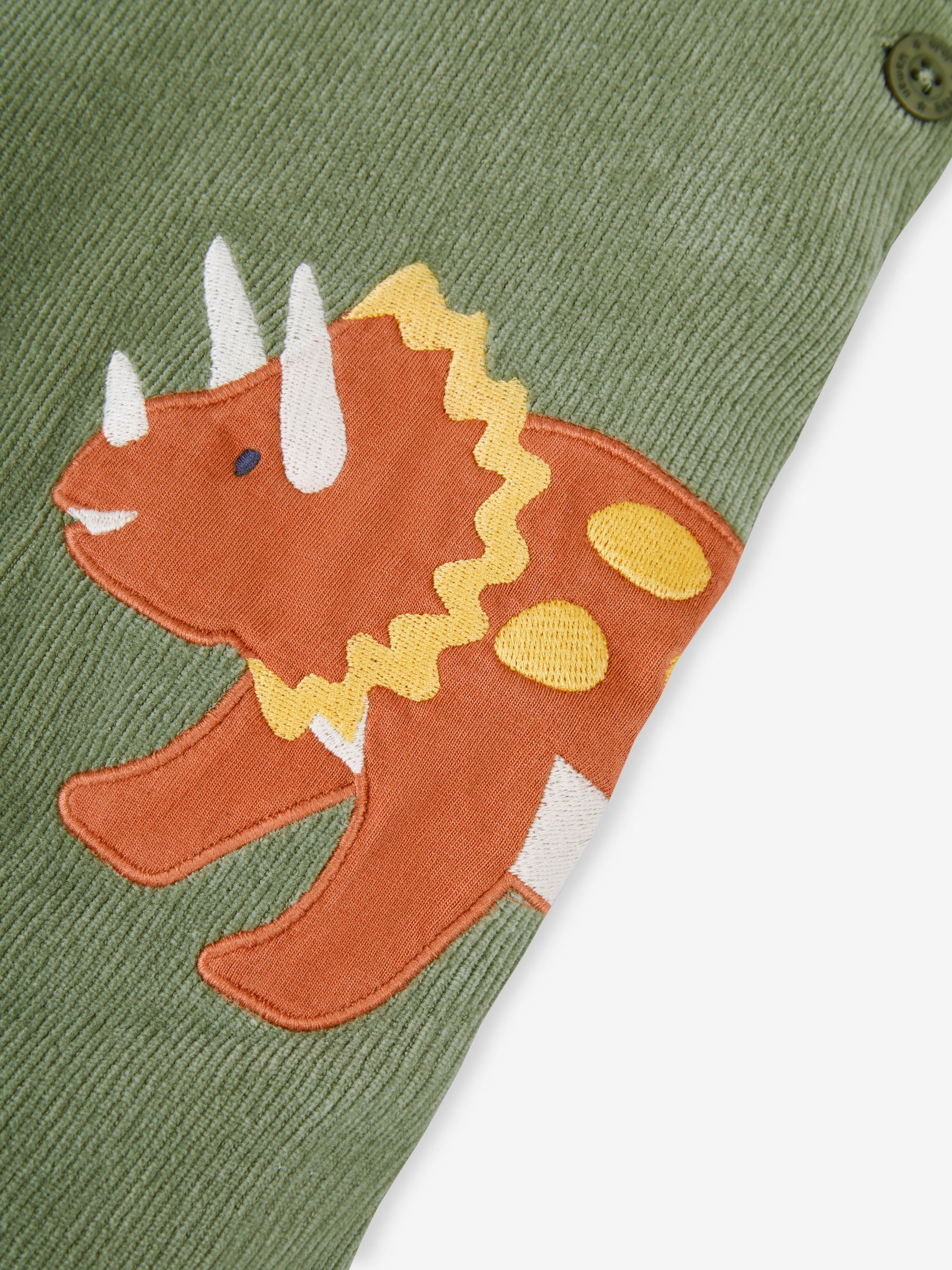 Khaki Green Dino 2-Piece Velour Appliqué Dungaree & Top Set - Image 5 of 5