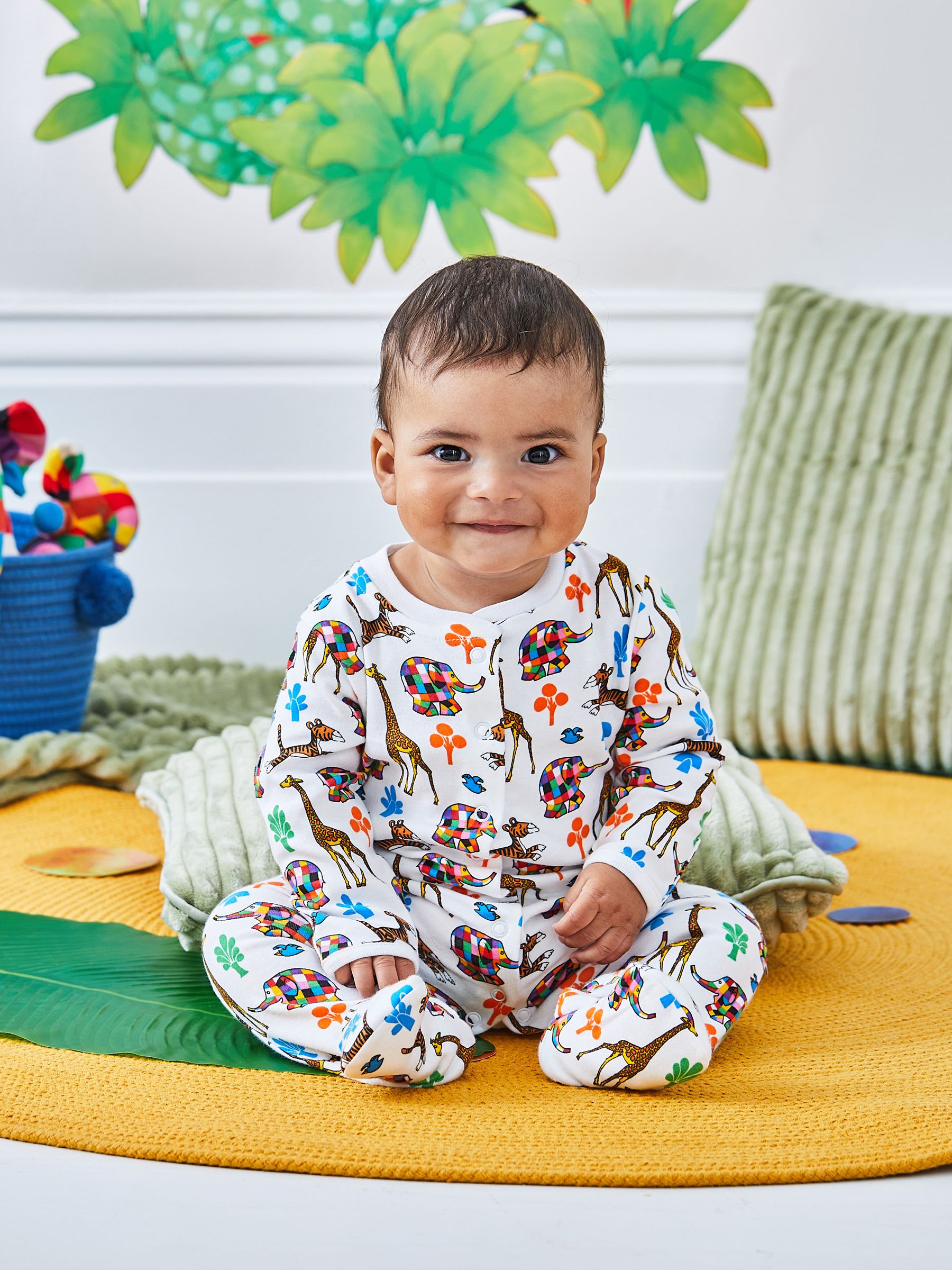 Cream Elmer Print Sleepsuit - Image 1 of 3