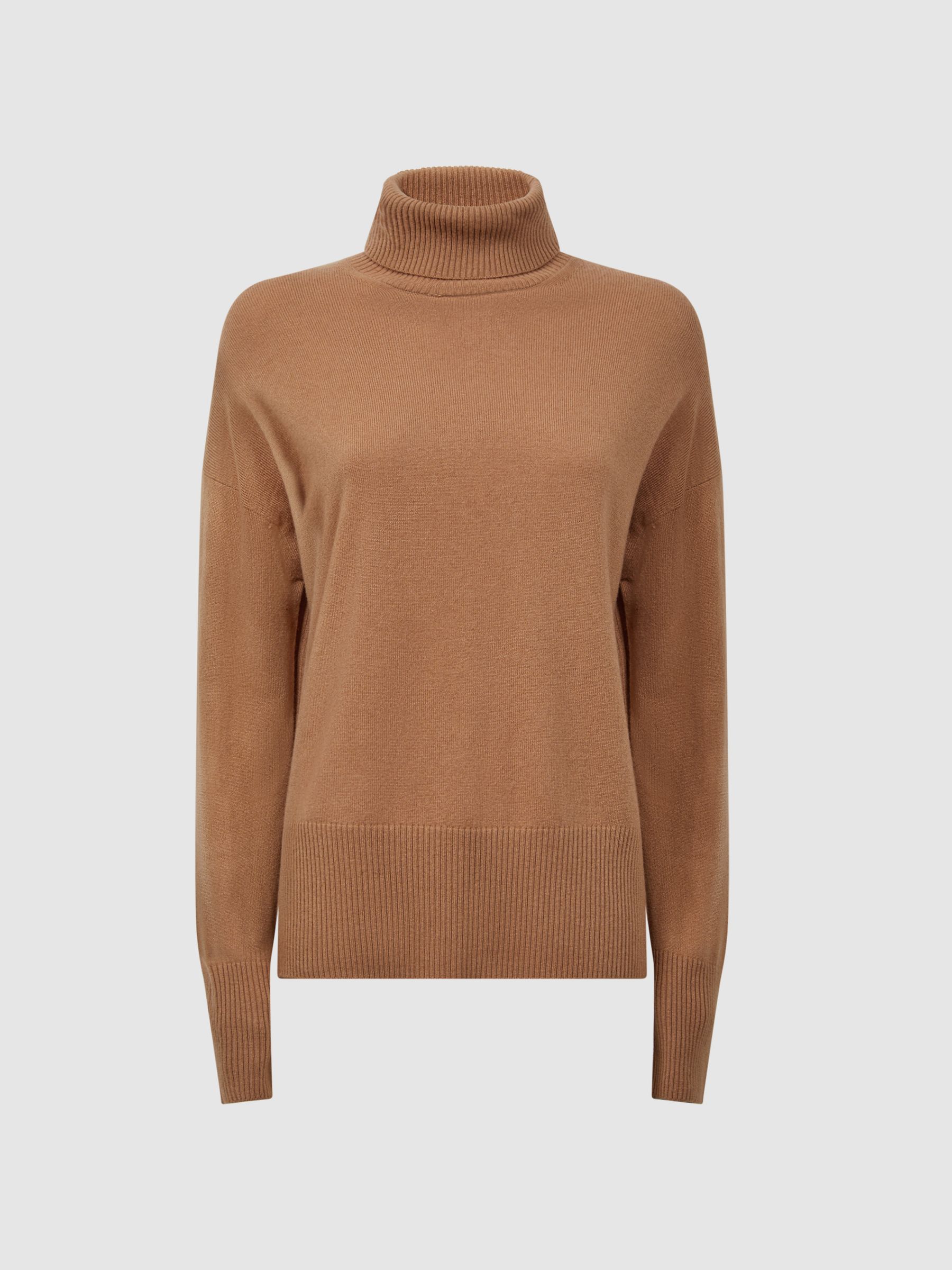 Wool Blend Roll Neck Jumper in Camel - Image 2 of 5