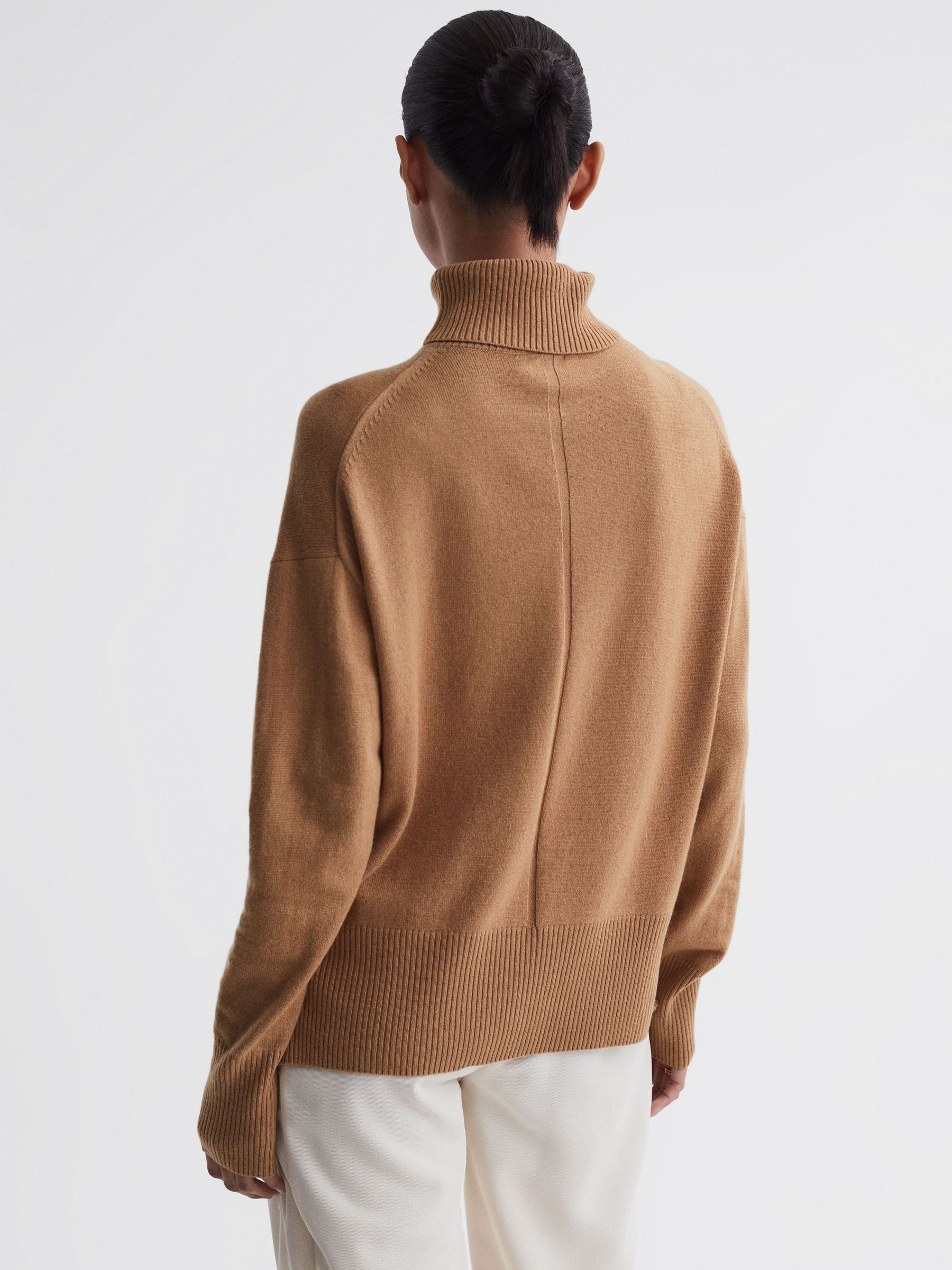 Wool Blend Roll Neck Jumper in Camel - Image 5 of 5