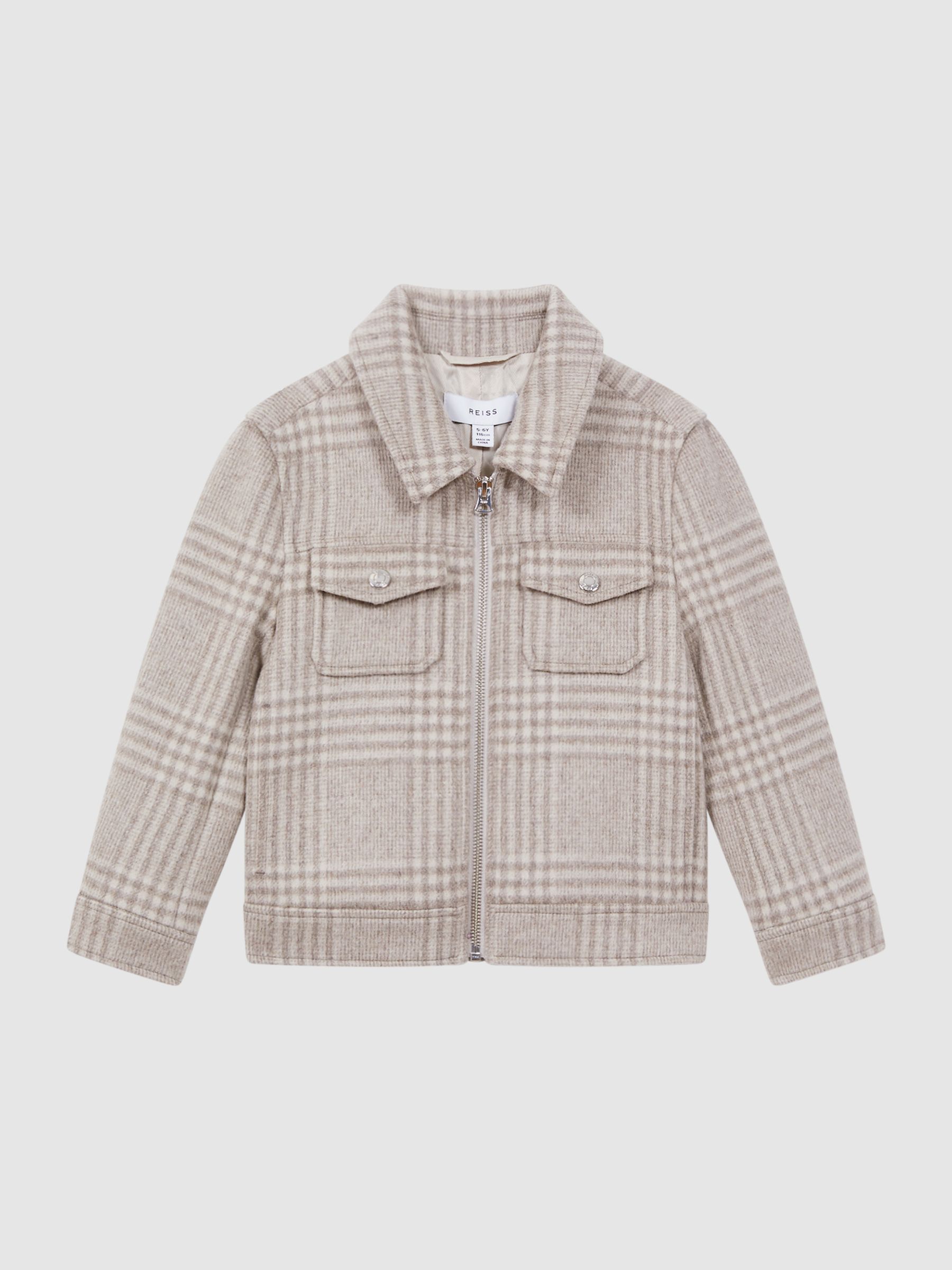Junior Wool Trucker Jacket in Oatmeal Check - Image 2 of 5
