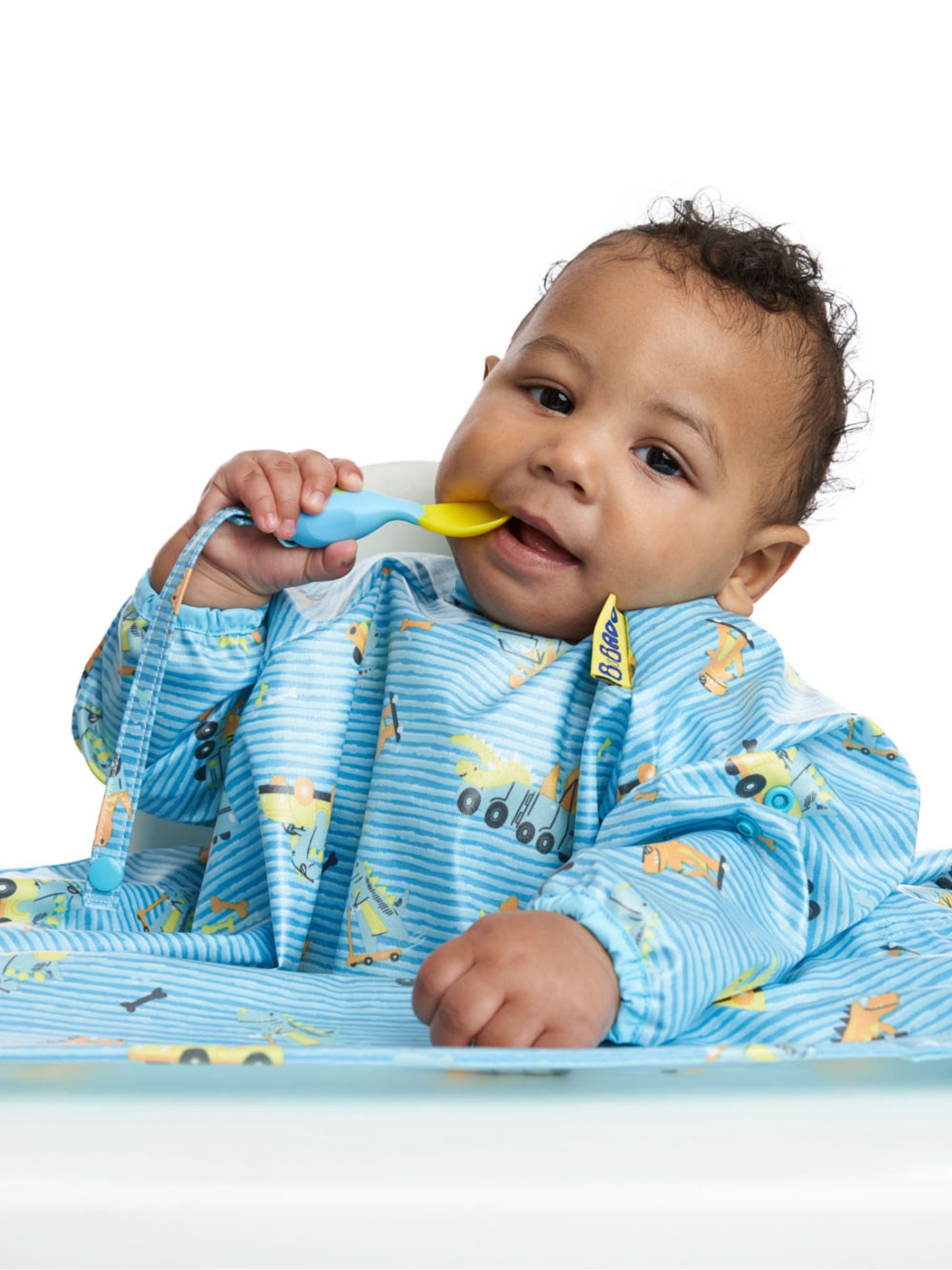 Blue Bibado Speedy Dinosaur Coverall Weaning Bib - Image 4 of 9