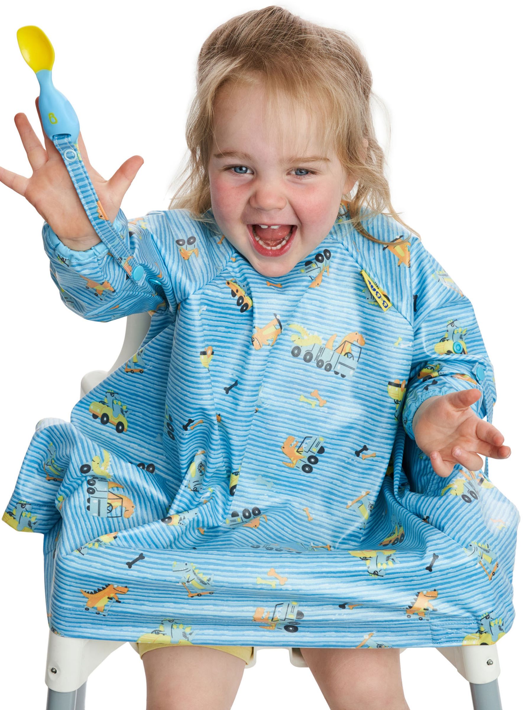 Blue Bibado Speedy Dinosaur Coverall Weaning Bib - Image 9 of 9