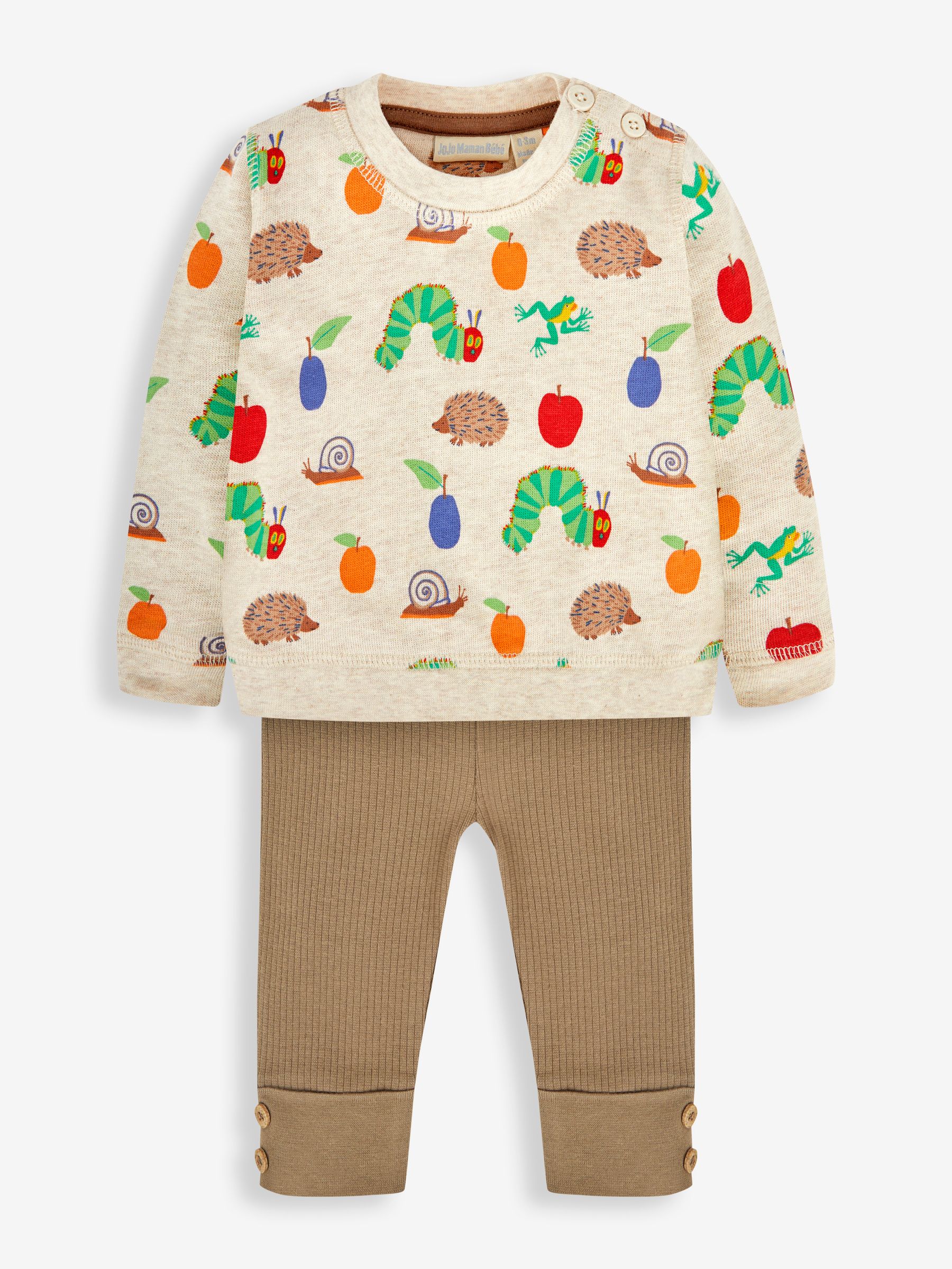 Oatmeal The Very Hungry Caterpillar Sweatshirt & Cosy Trousers Baby Set - Image 1 of 5
