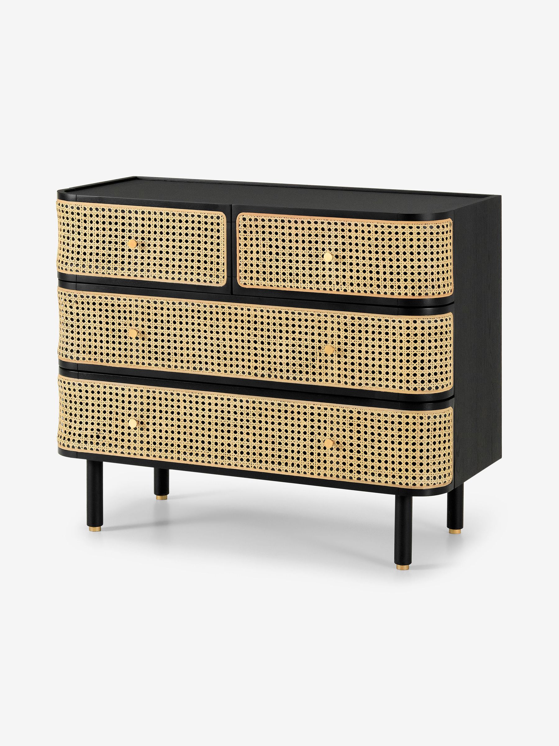 Ankhara Chest of Drawers in Black Stain Oak and Rattan | Made
