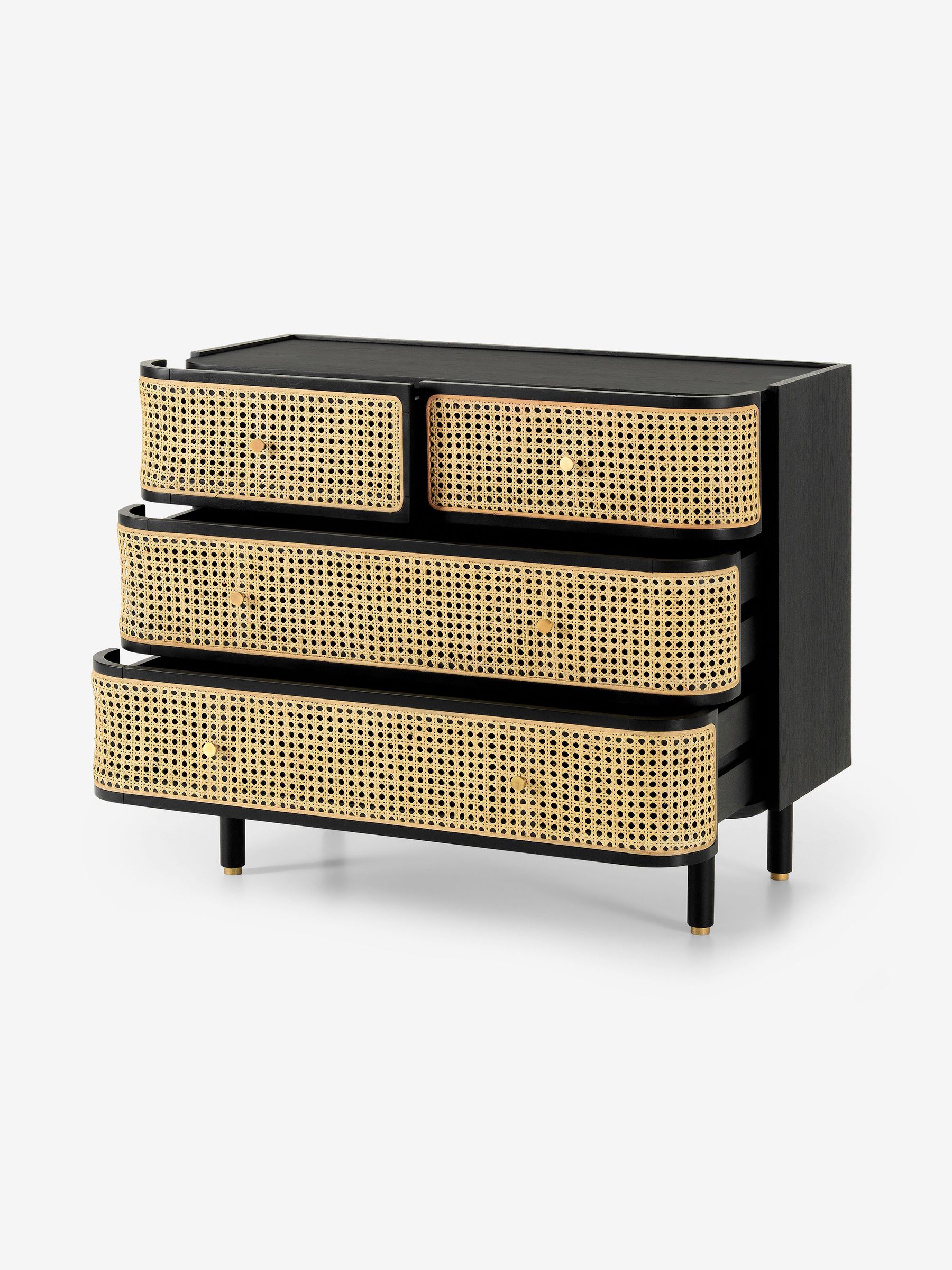 Ankhara Chest of Drawers in Black Stain Oak and Rattan - Image 2 of 3