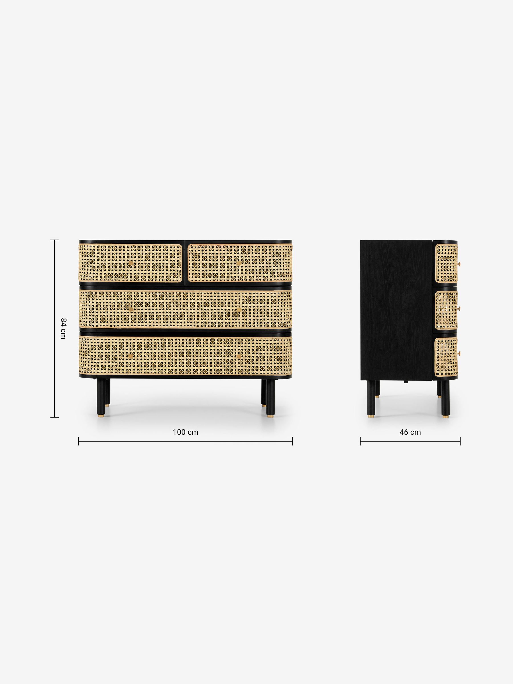 Ankhara Chest of Drawers in Black Stain Oak and Rattan - Image 3 of 3