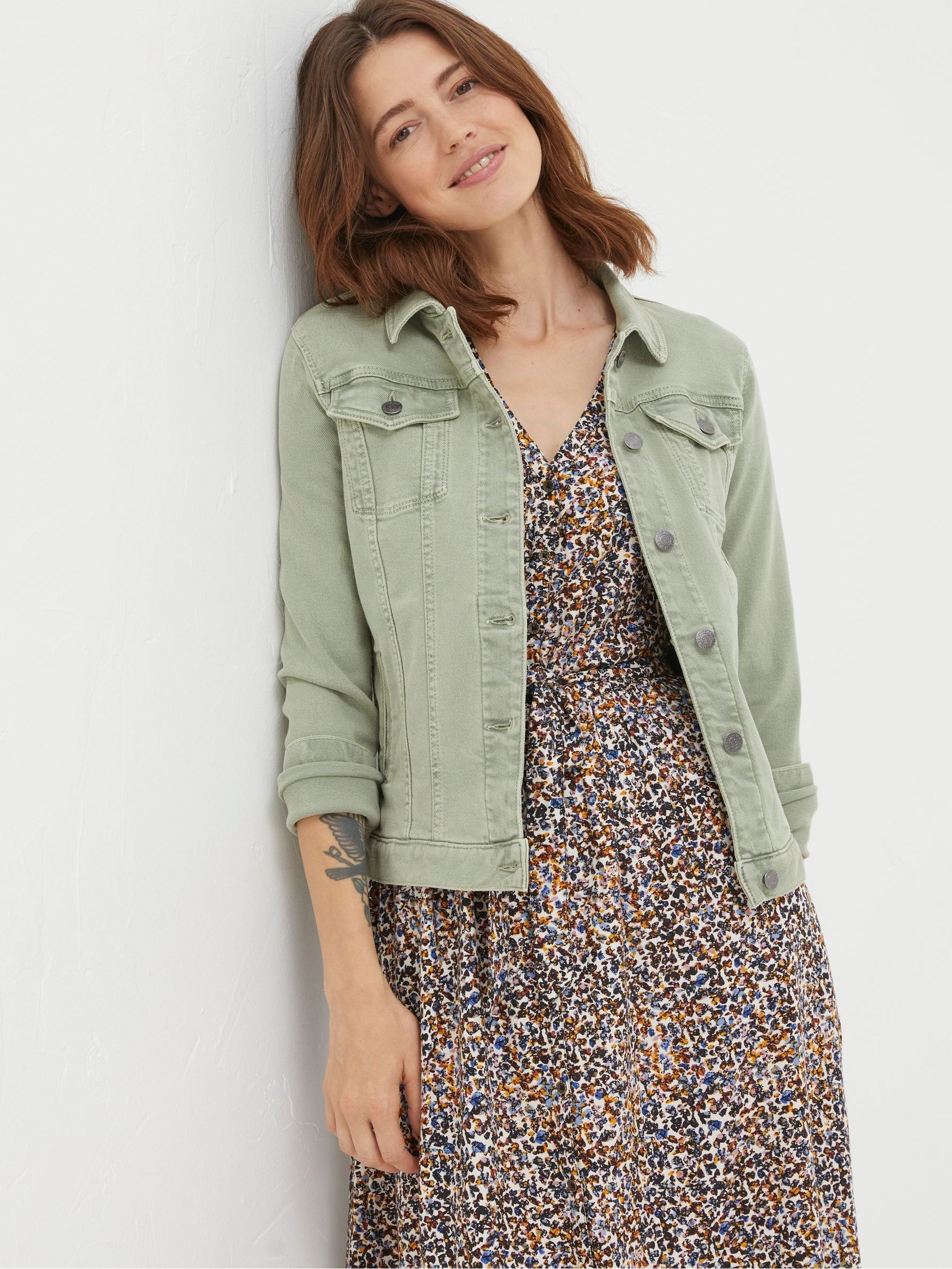 Tasha Light Green Denim Jacket FatFace