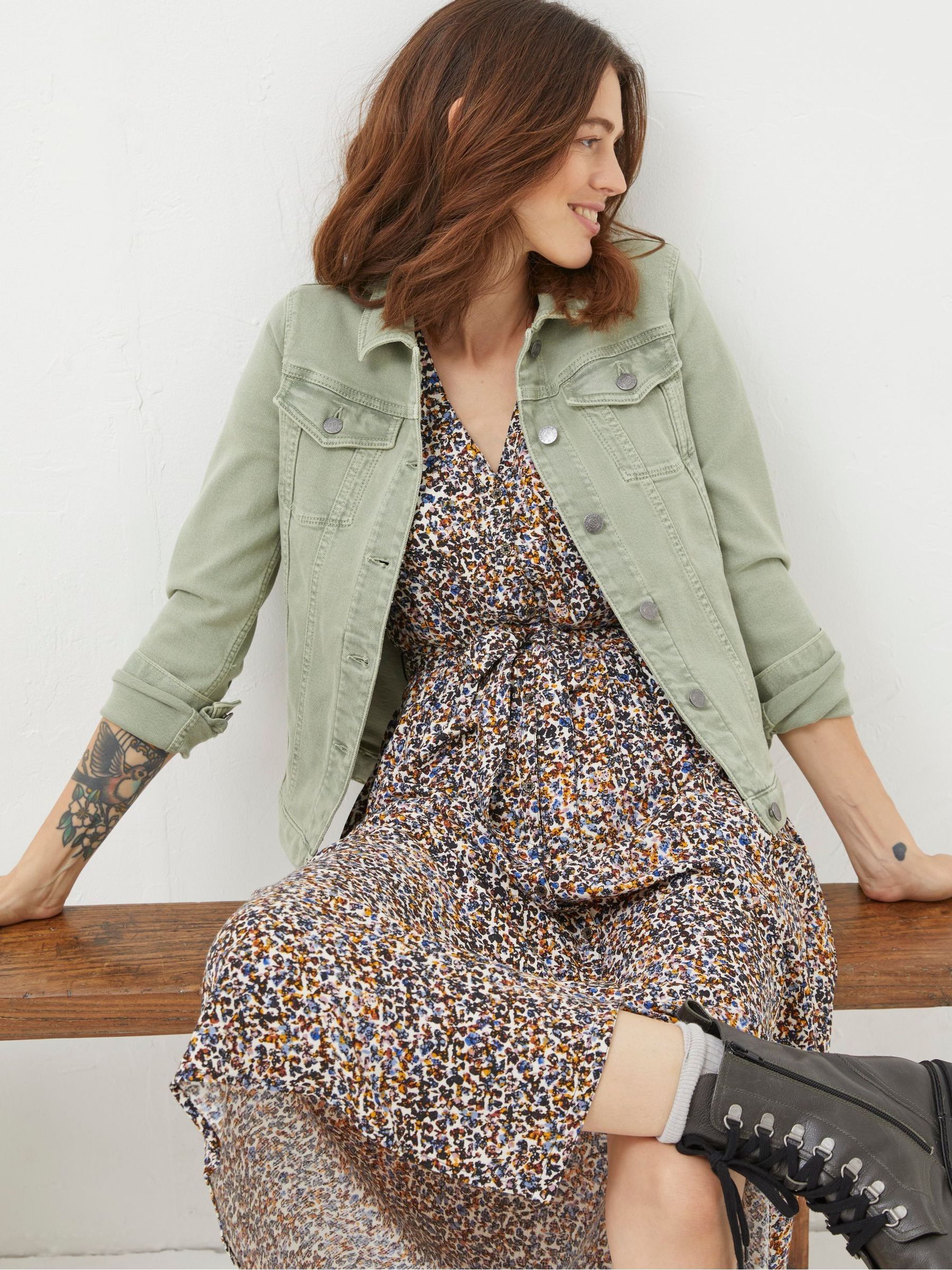 Tasha Light Green Denim Jacket - Image 4 of 6