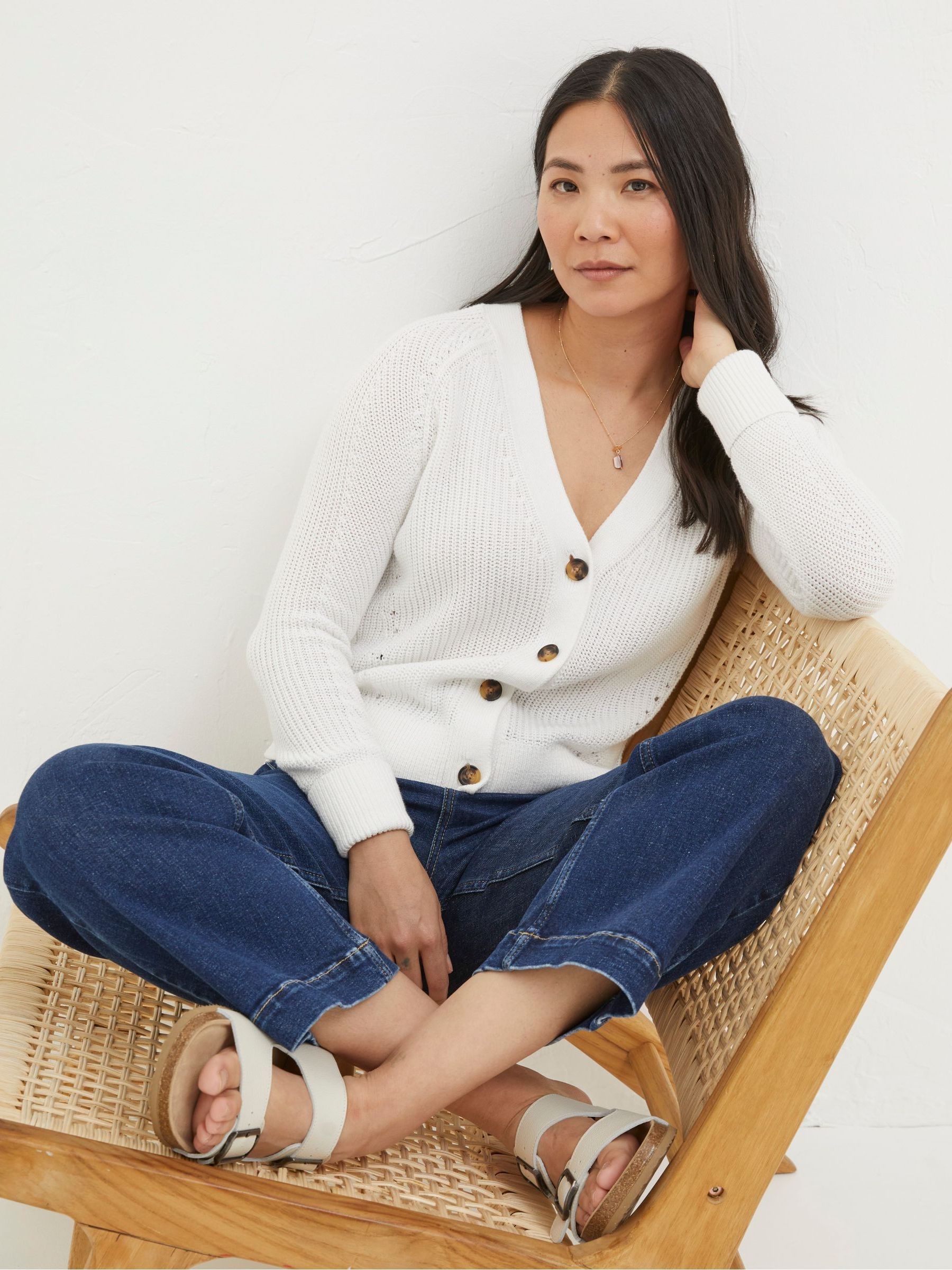 Lila White Cotton Cardigan - Image 3 of 5