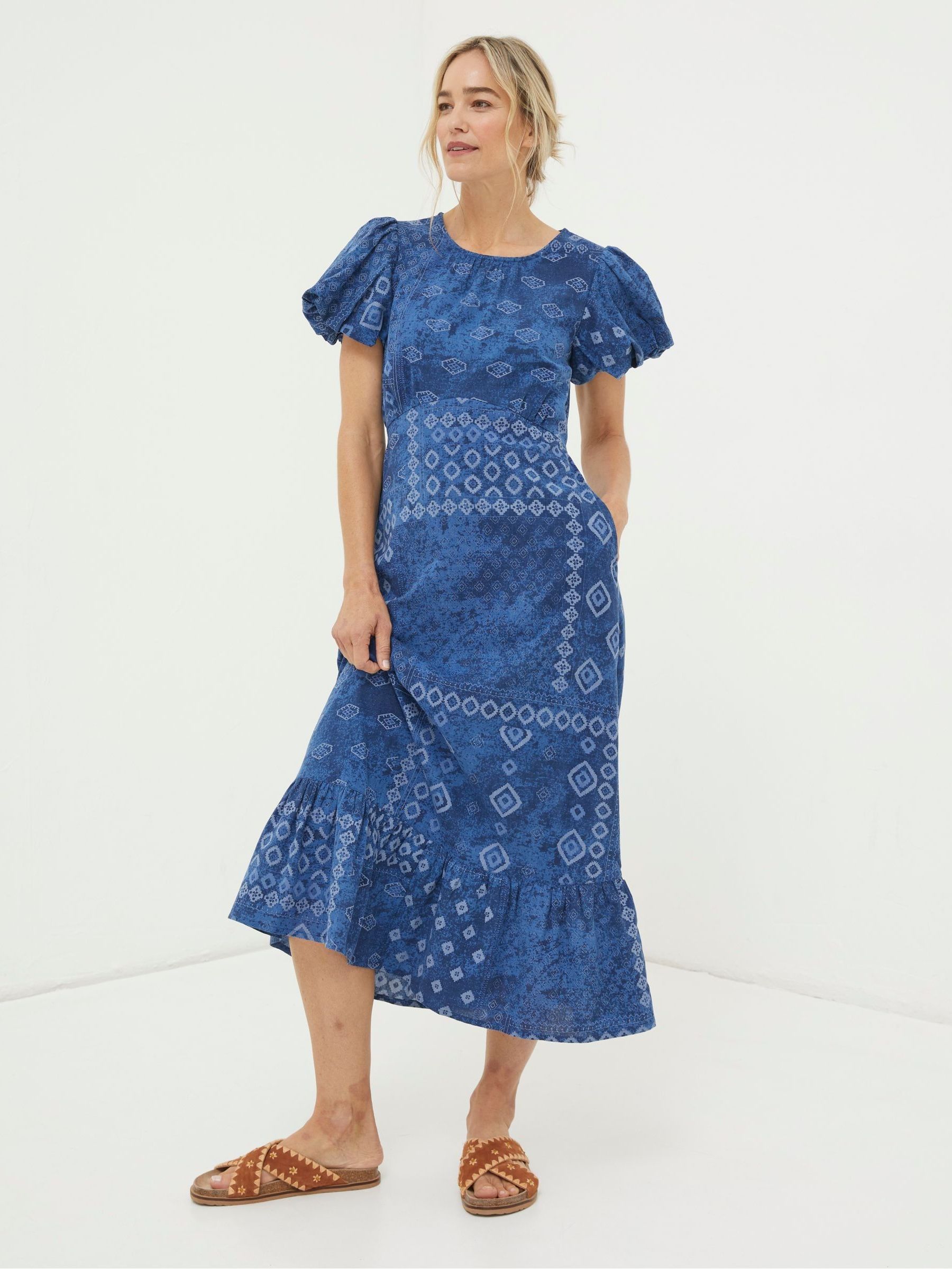 Blue Angie Patchwork Midi Dress - Image 1 of 6