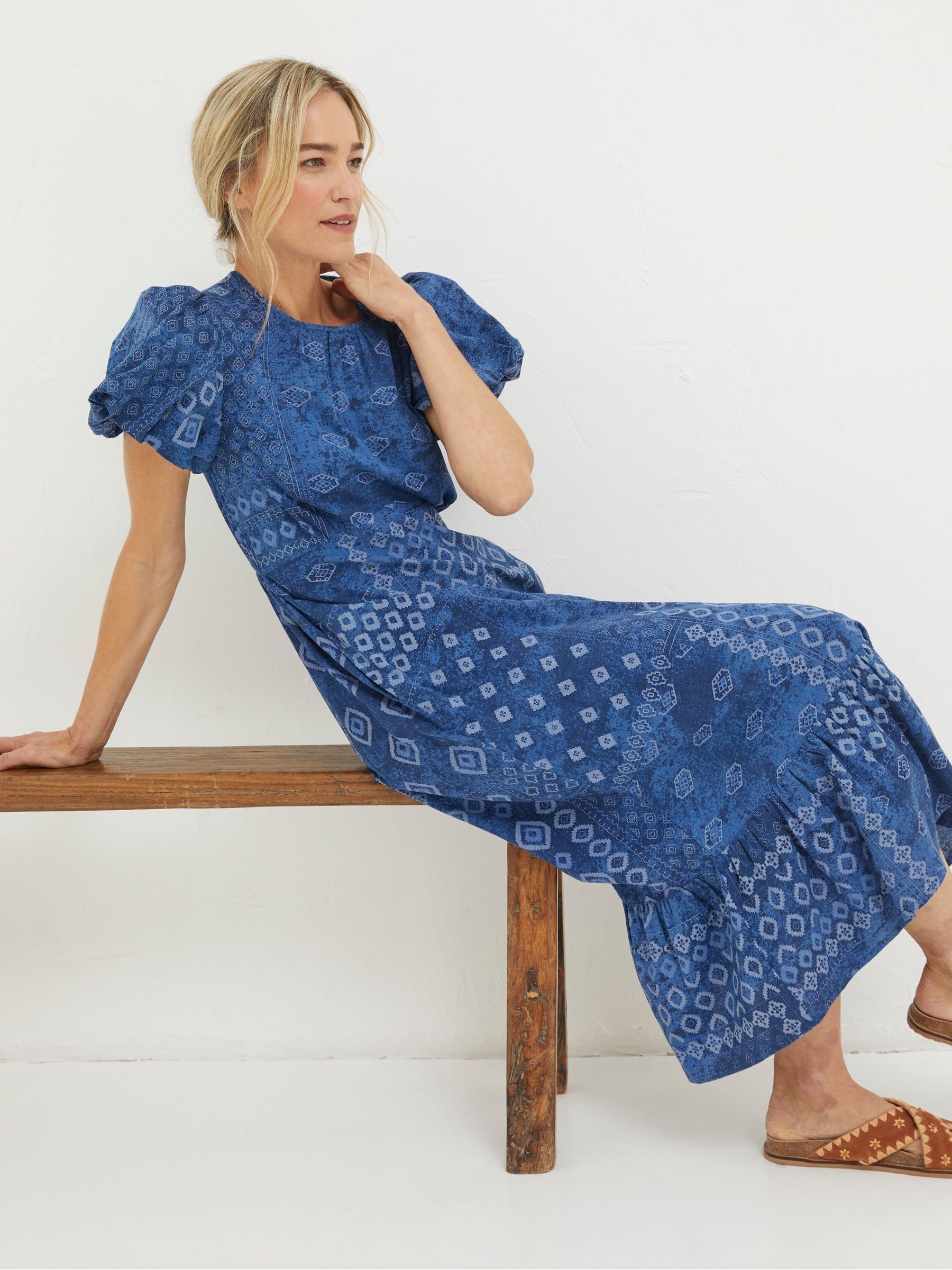 Blue Angie Patchwork Midi Dress - Image 3 of 6