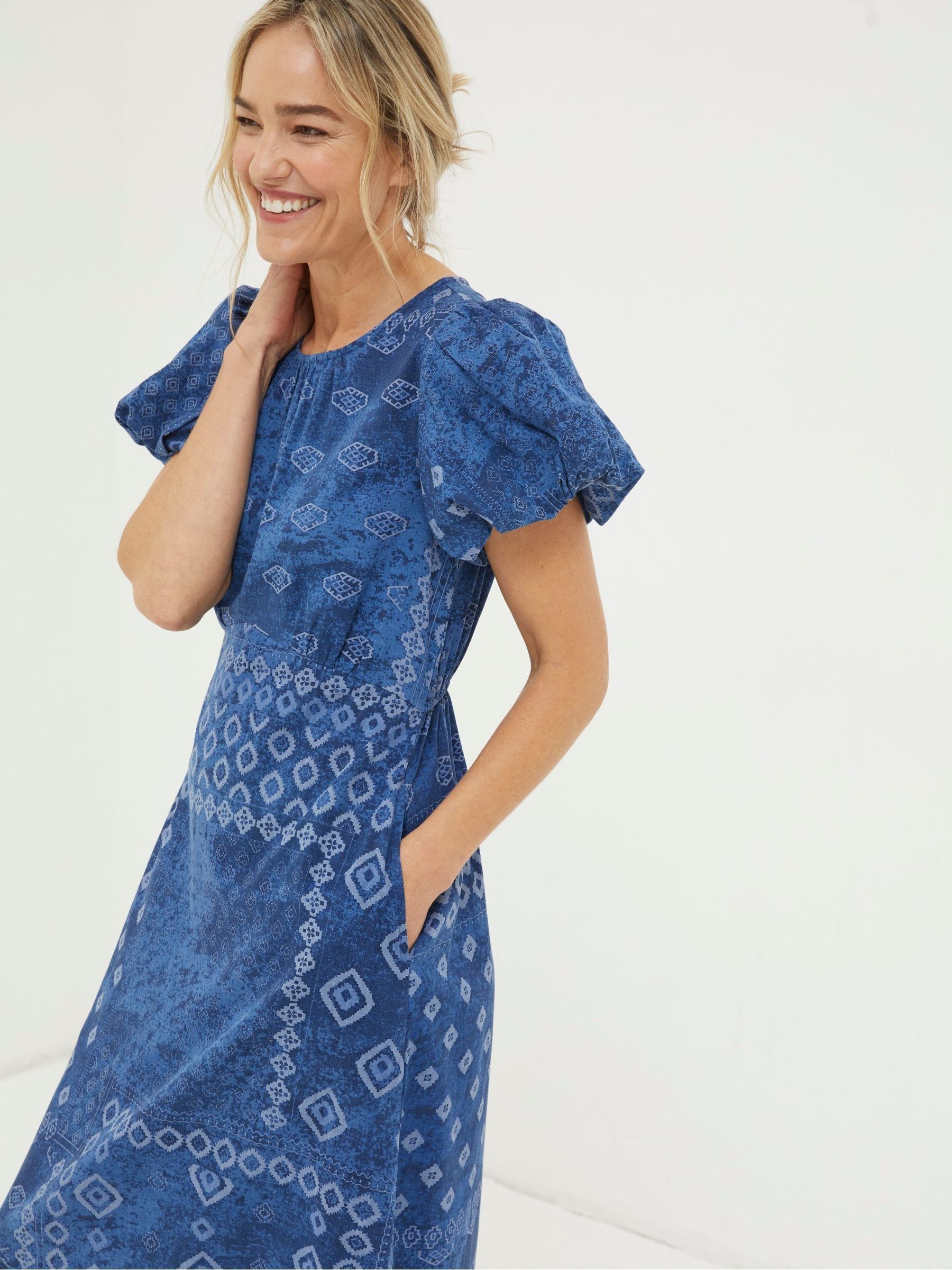 Blue Angie Patchwork Midi Dress - Image 5 of 6