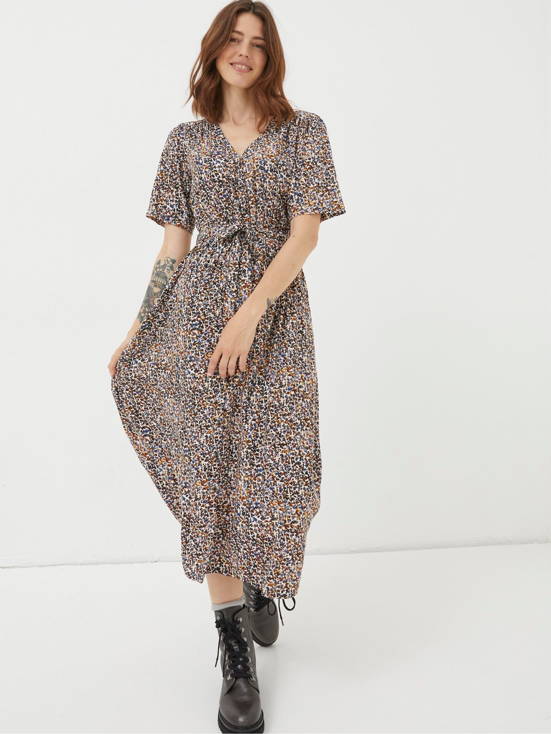 Multi Dappled Spot Midi Dress - Image 1 of 6 Multi Dappled Spot Midi Dress - Image 1 of 6