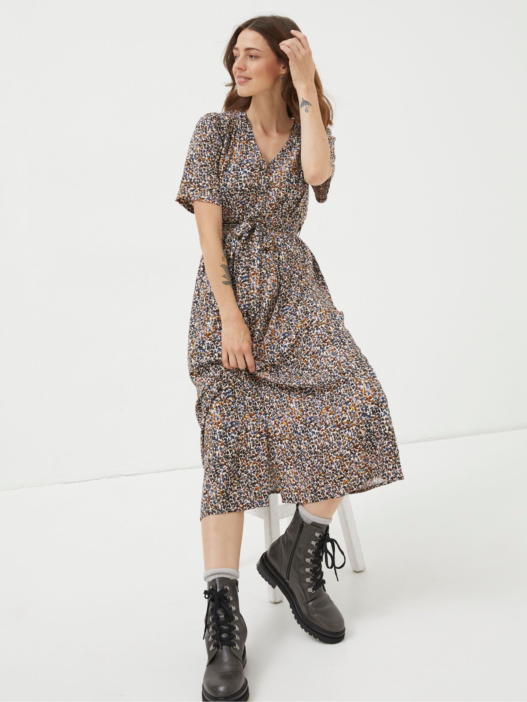 Multi Dappled Spot Midi Dress - Image 3 of 6