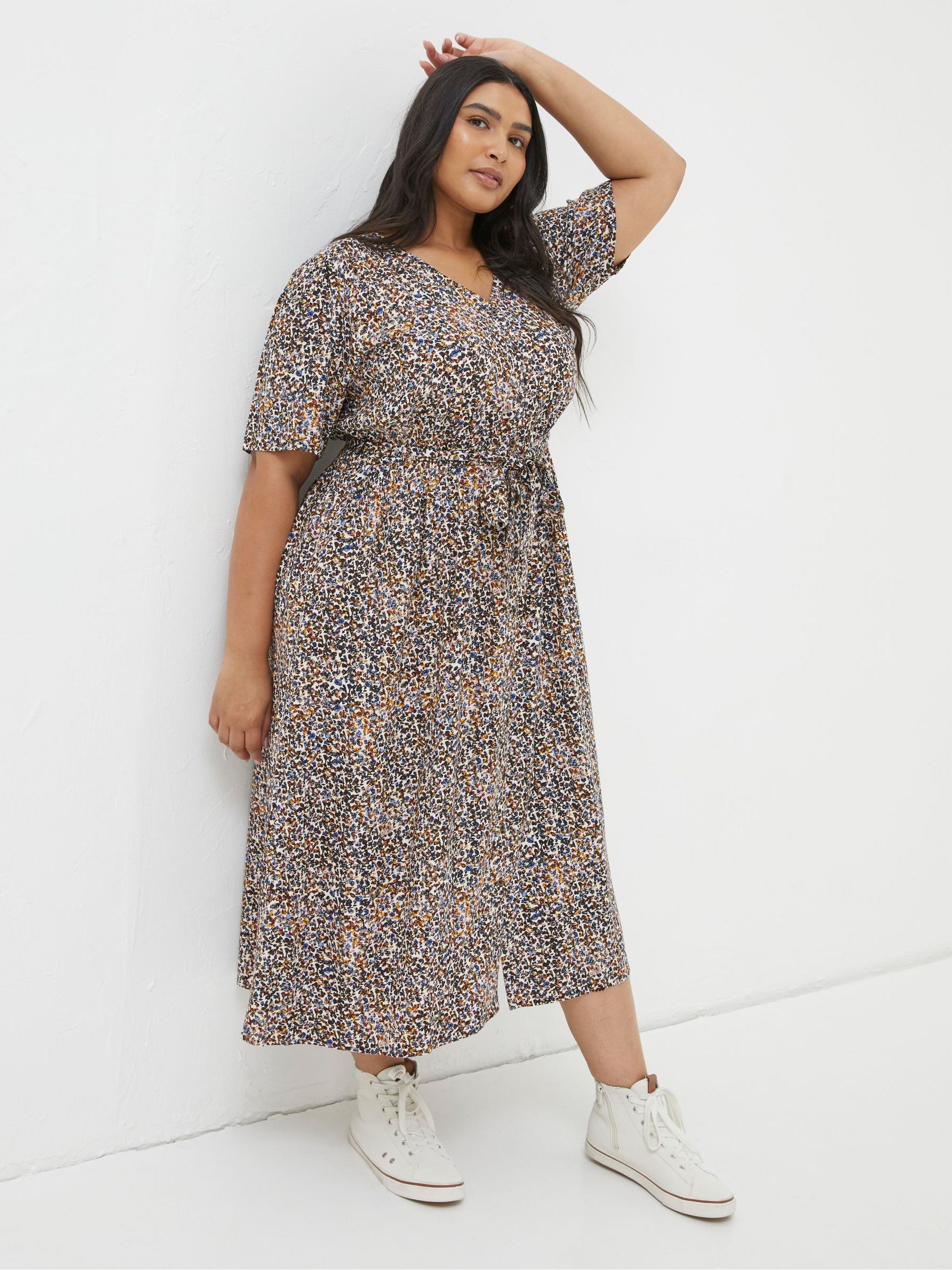 Multi Dappled Spot Midi Dress - Image 4 of 6