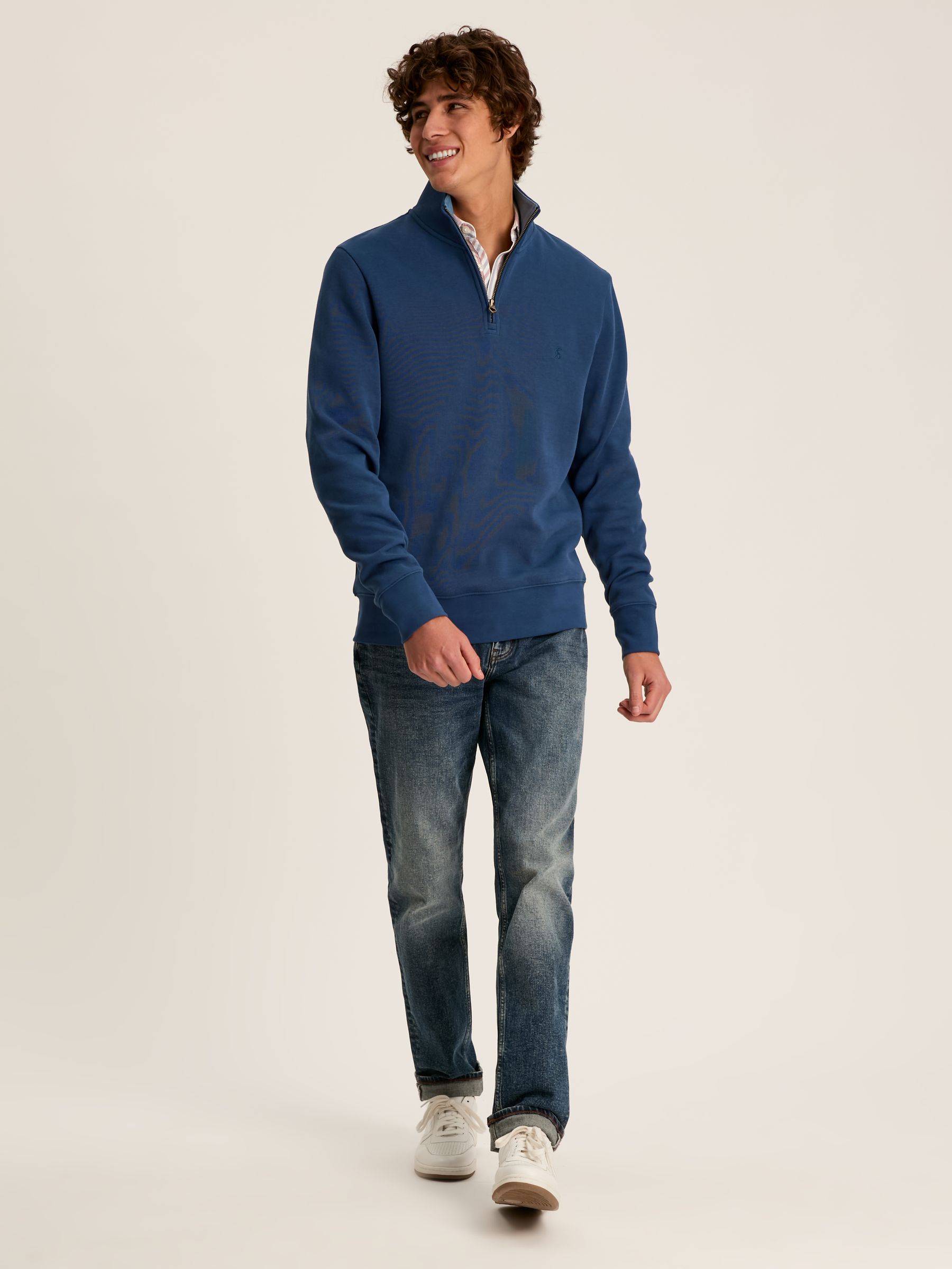 Alistair Blue Quarter Zip Cotton Sweatshirt - Image 3 of 7