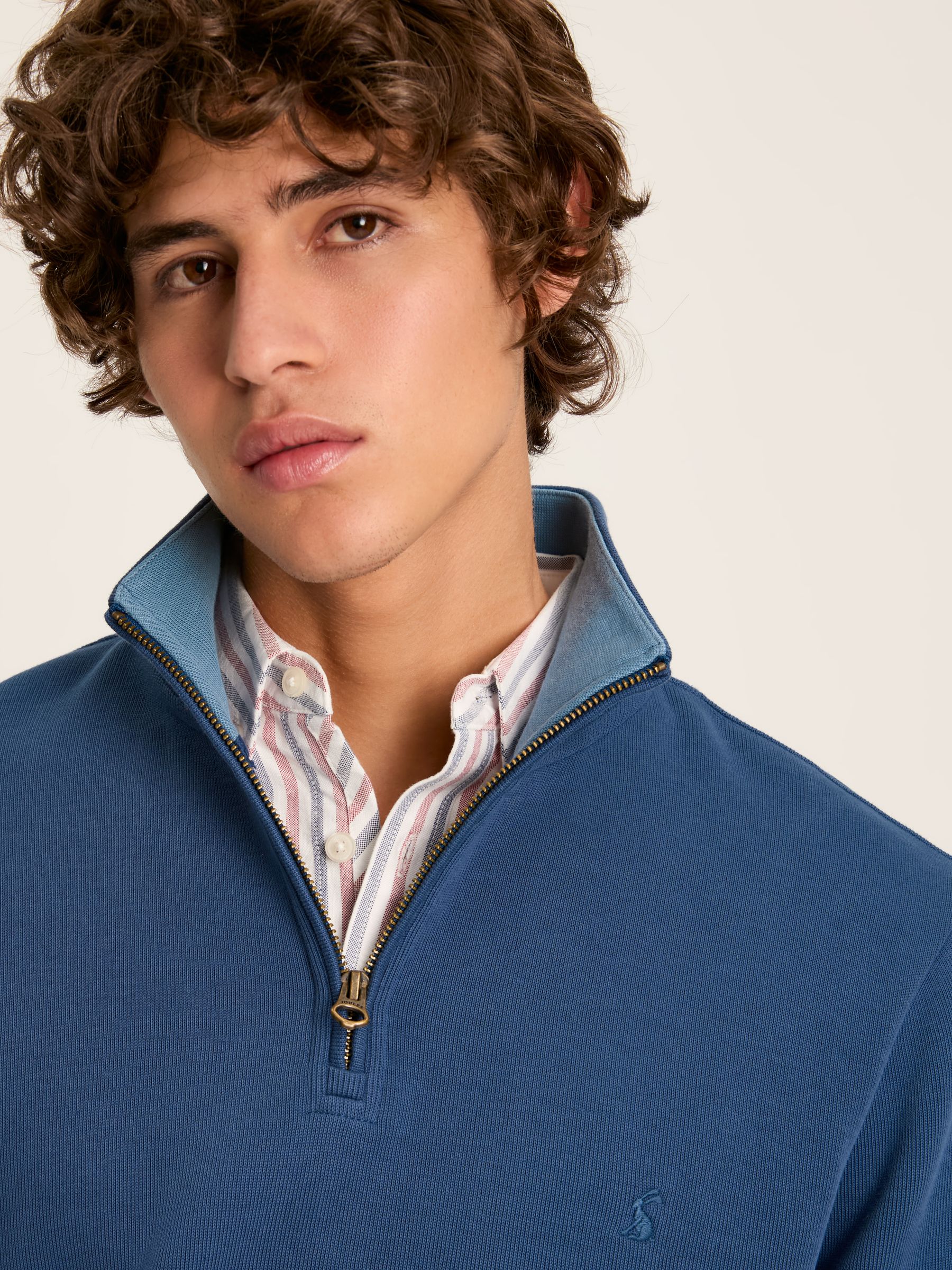 Alistair Blue Quarter Zip Cotton Sweatshirt - Image 5 of 7