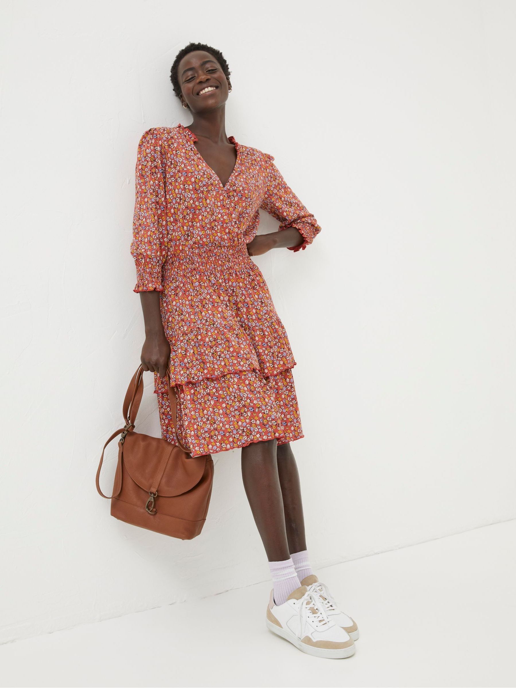 Red Gradient Floral Jersey Dress - Image 3 of 5