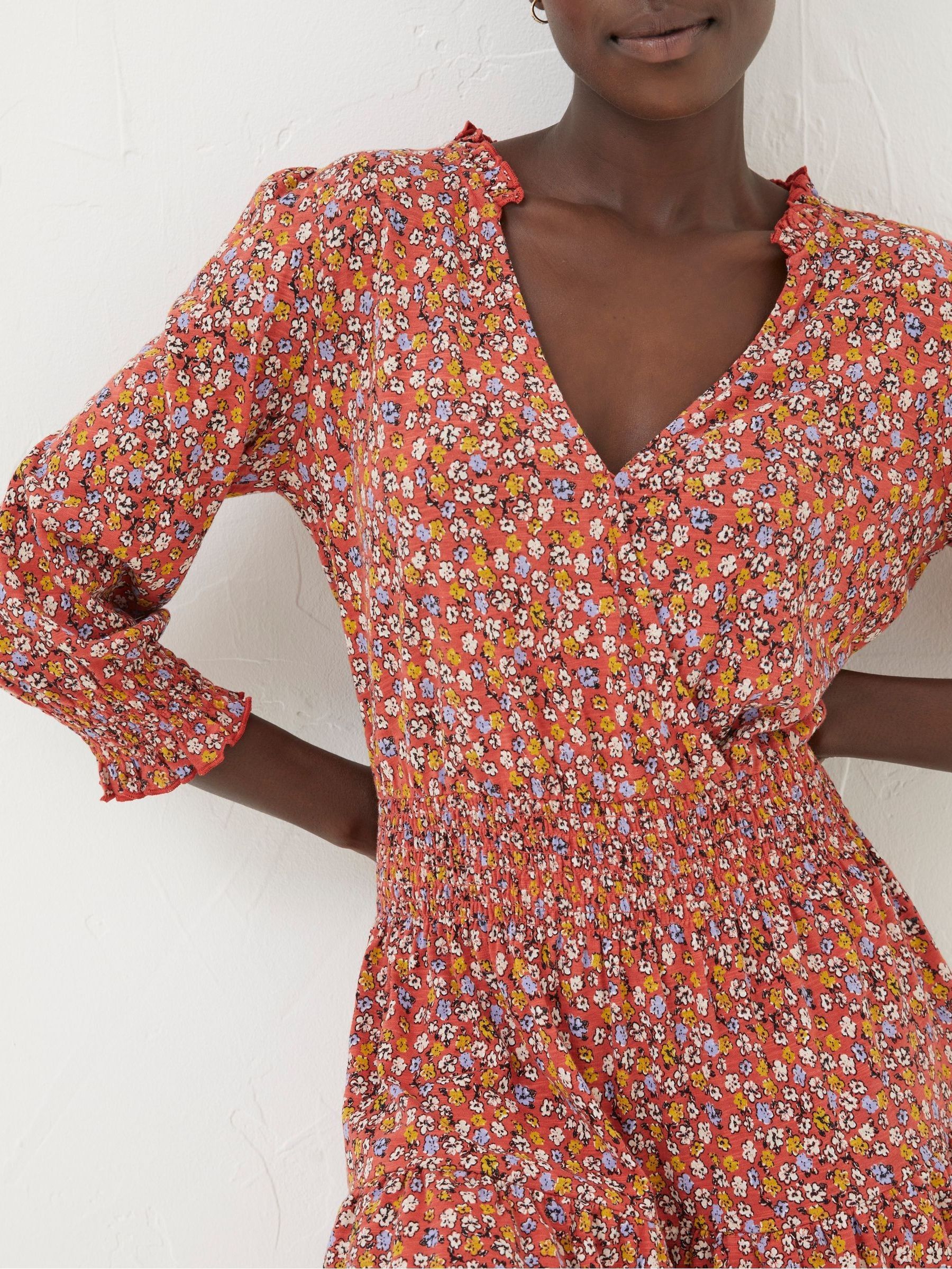 Red Gradient Floral Jersey Dress - Image 4 of 5