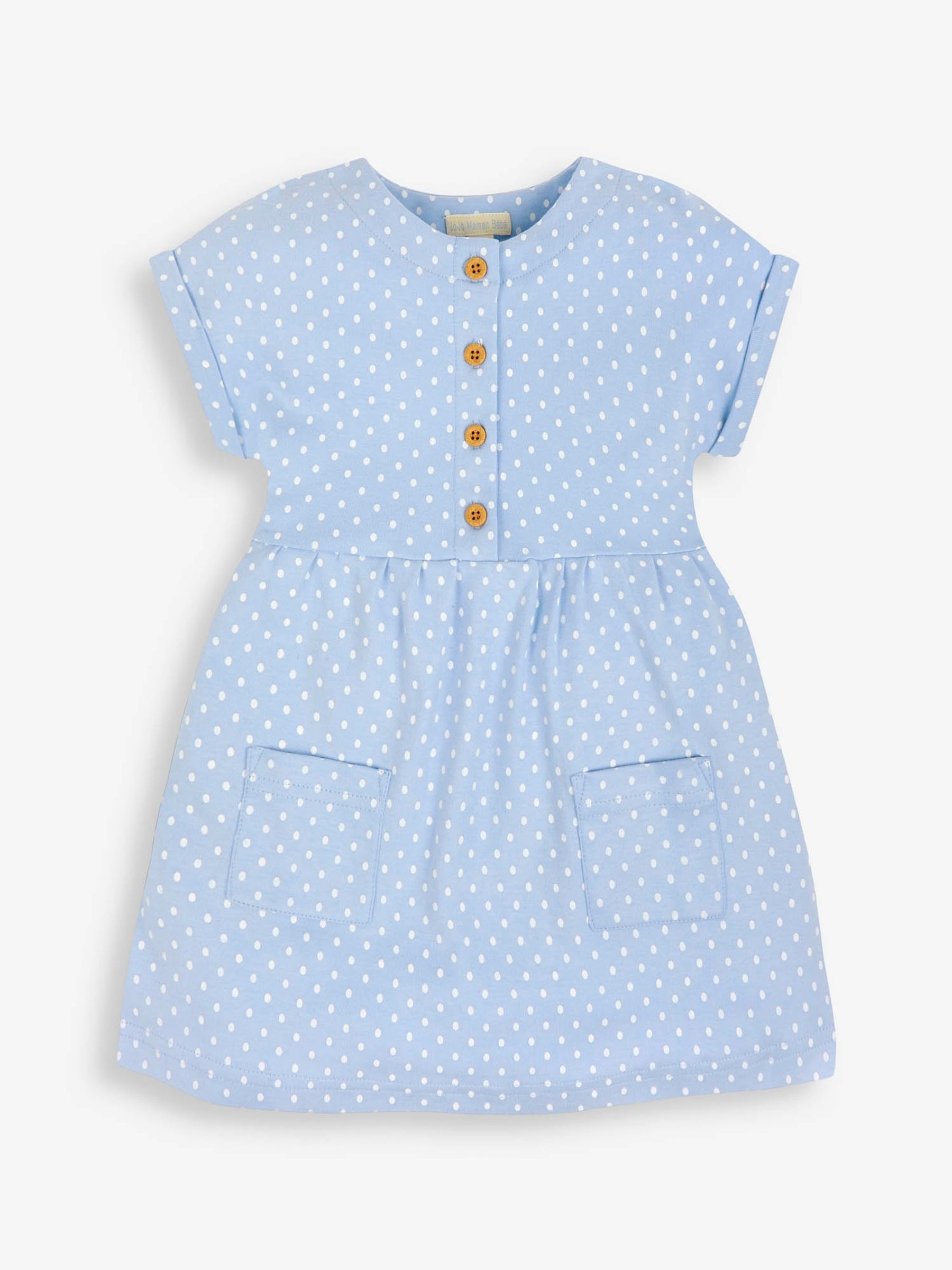 Blue Spot Button Jersey Dress - Image 1 of 2