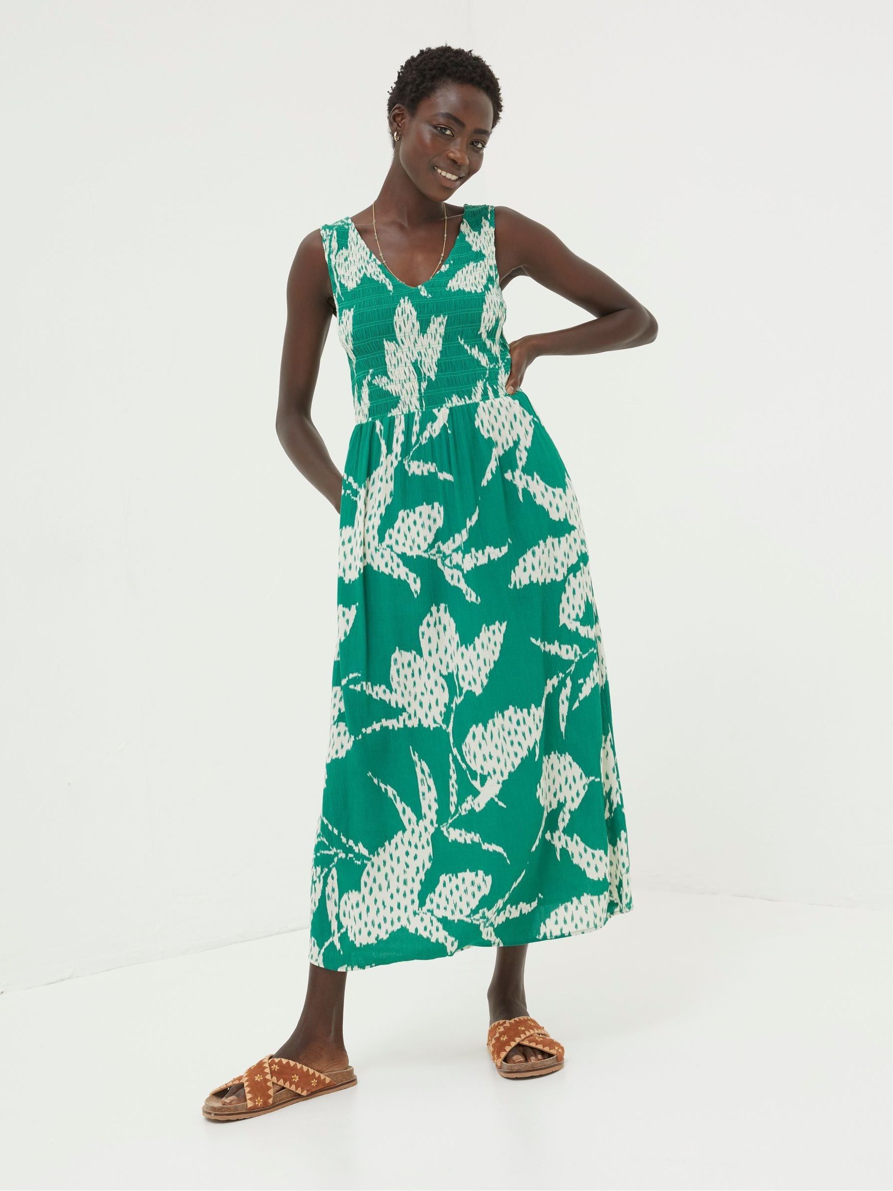 Textured Leaves Midi Dress