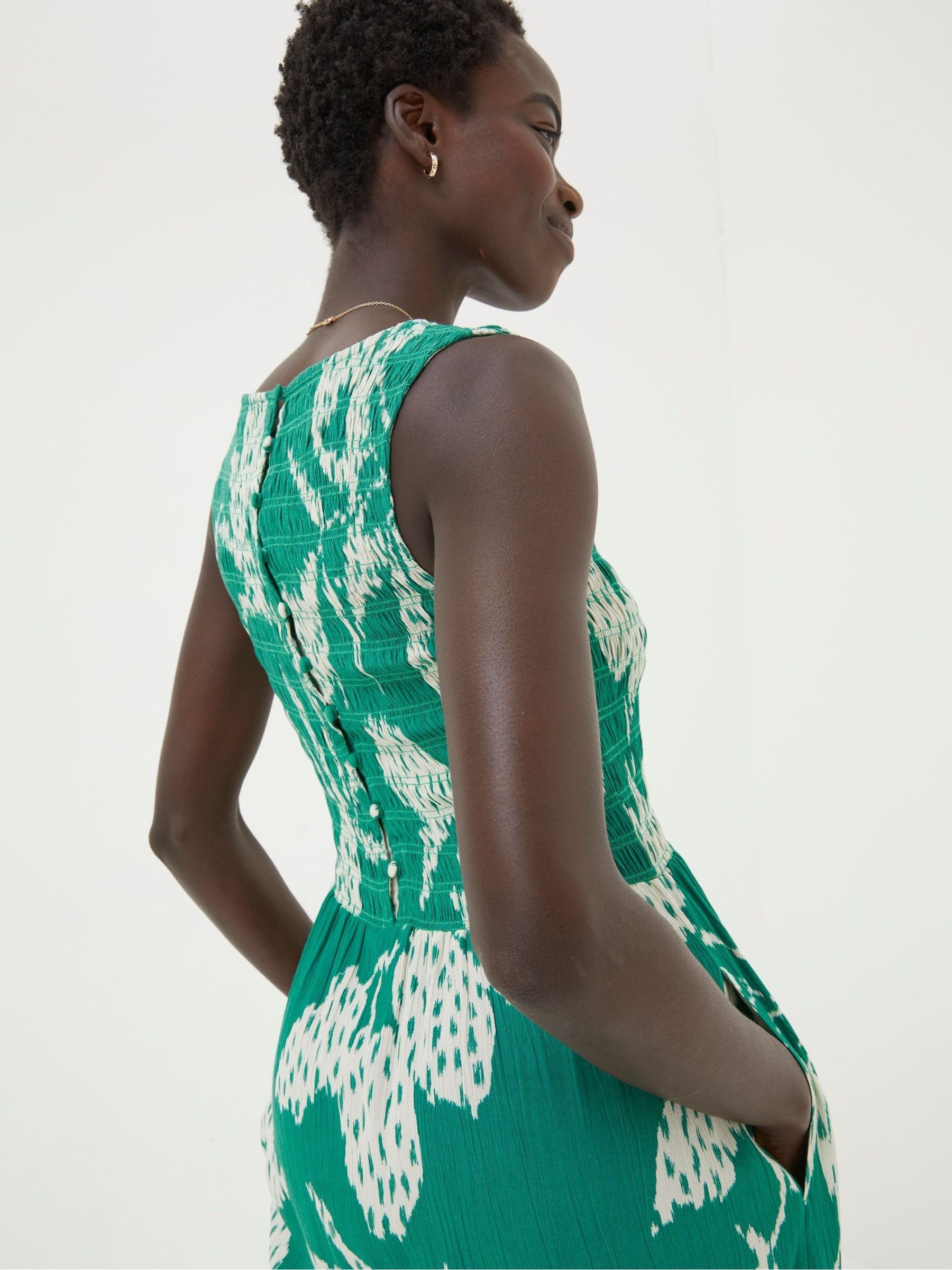 Green Textured Leaves Midi Dress - Image 4 of 5