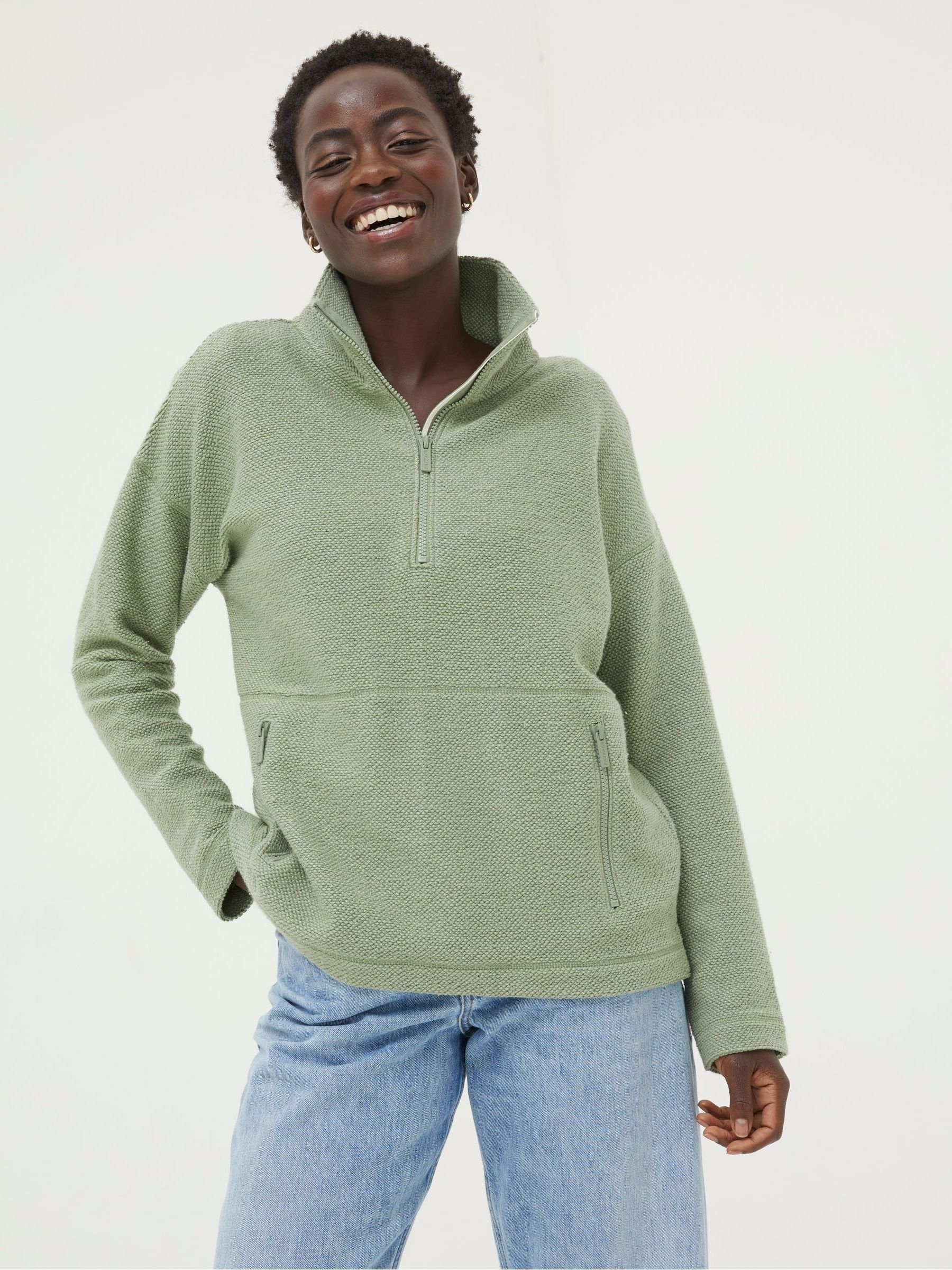 Thea Green Half Neck Sweatshirt - Image 1 of 4