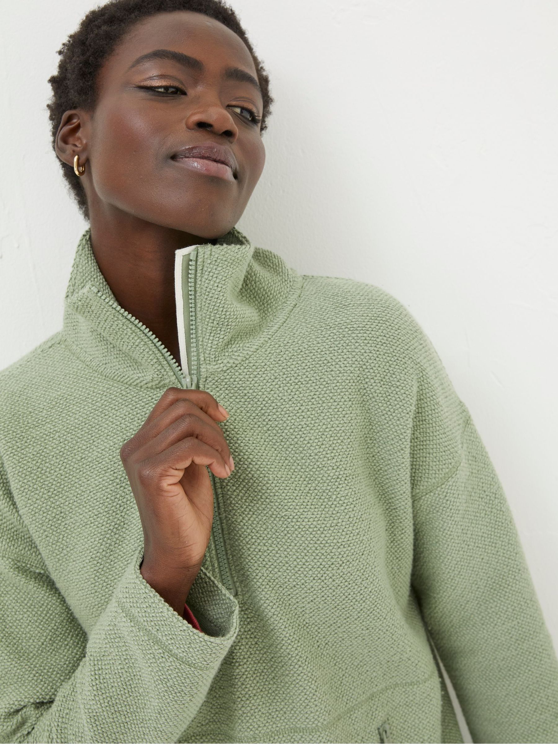 Thea Green Half Neck Sweatshirt - Image 3 of 4