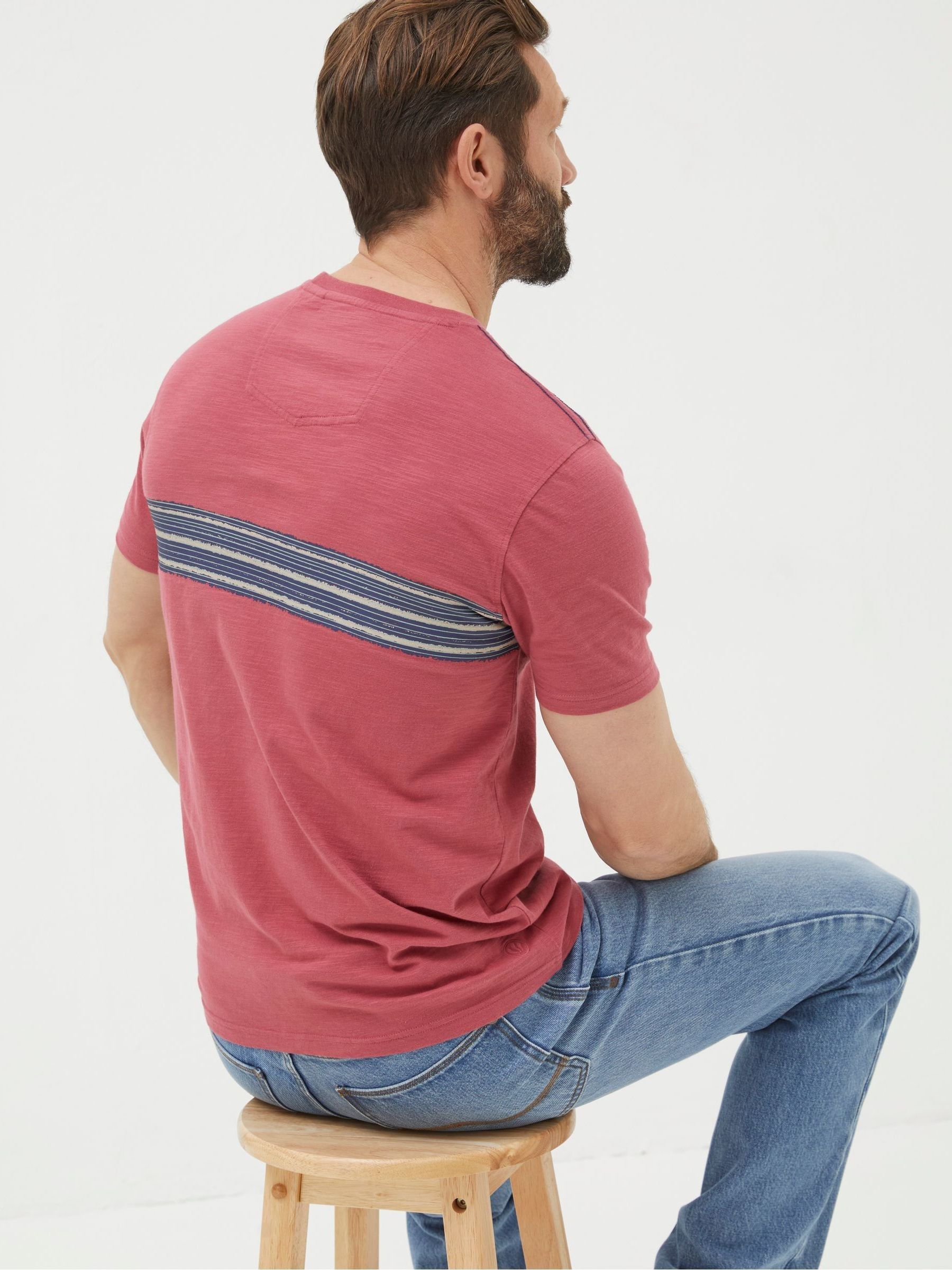 Pink Chest Stripe Badge T-Shirt - Image 2 of 5